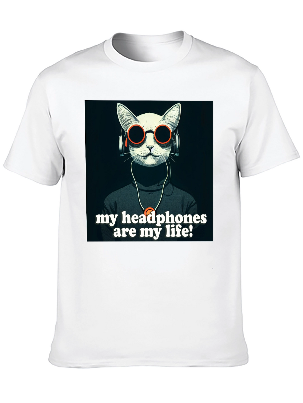 Headphone Cat Graphic T-Shirt