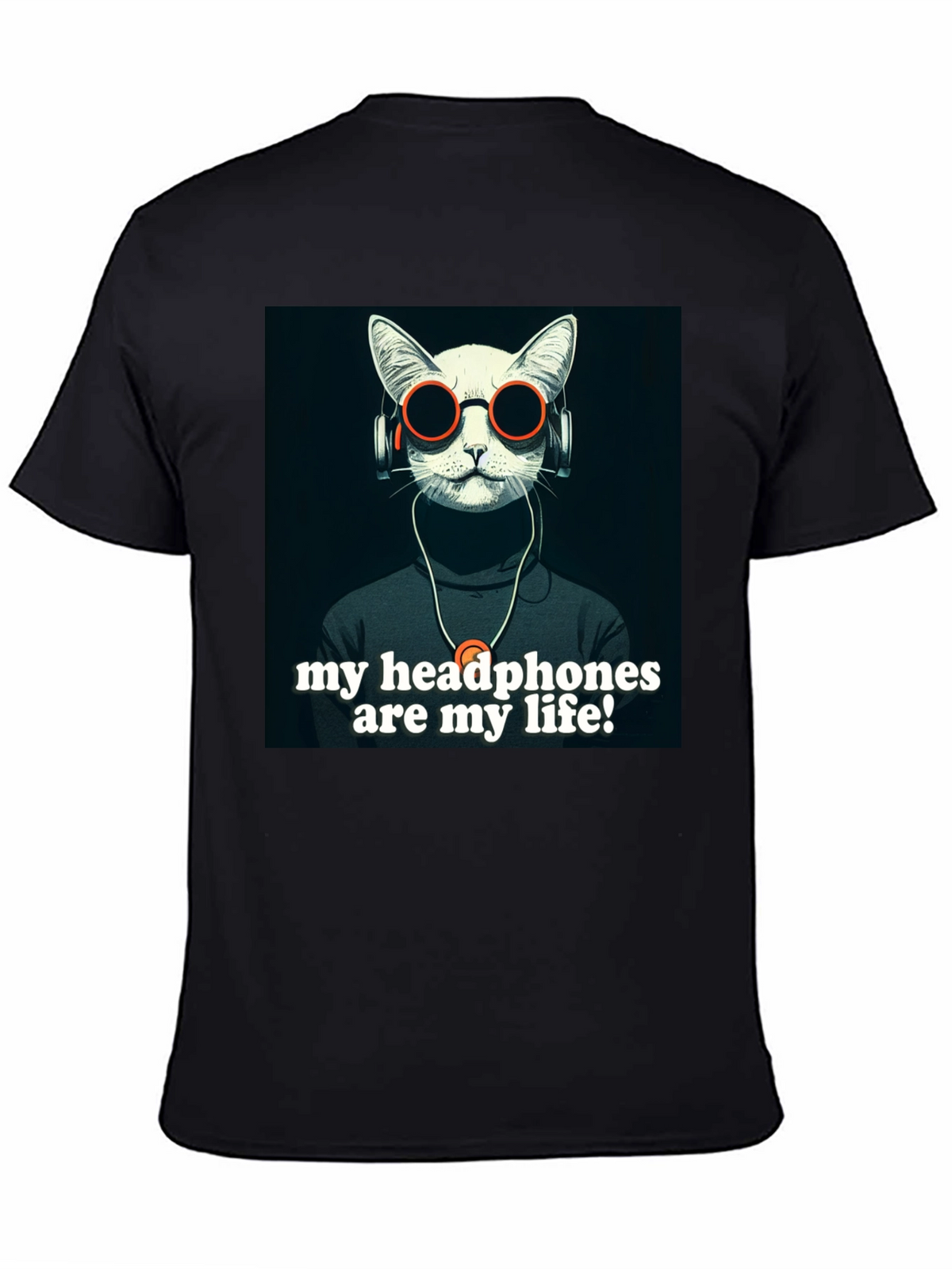 Headphone Cat Graphic T-Shirt