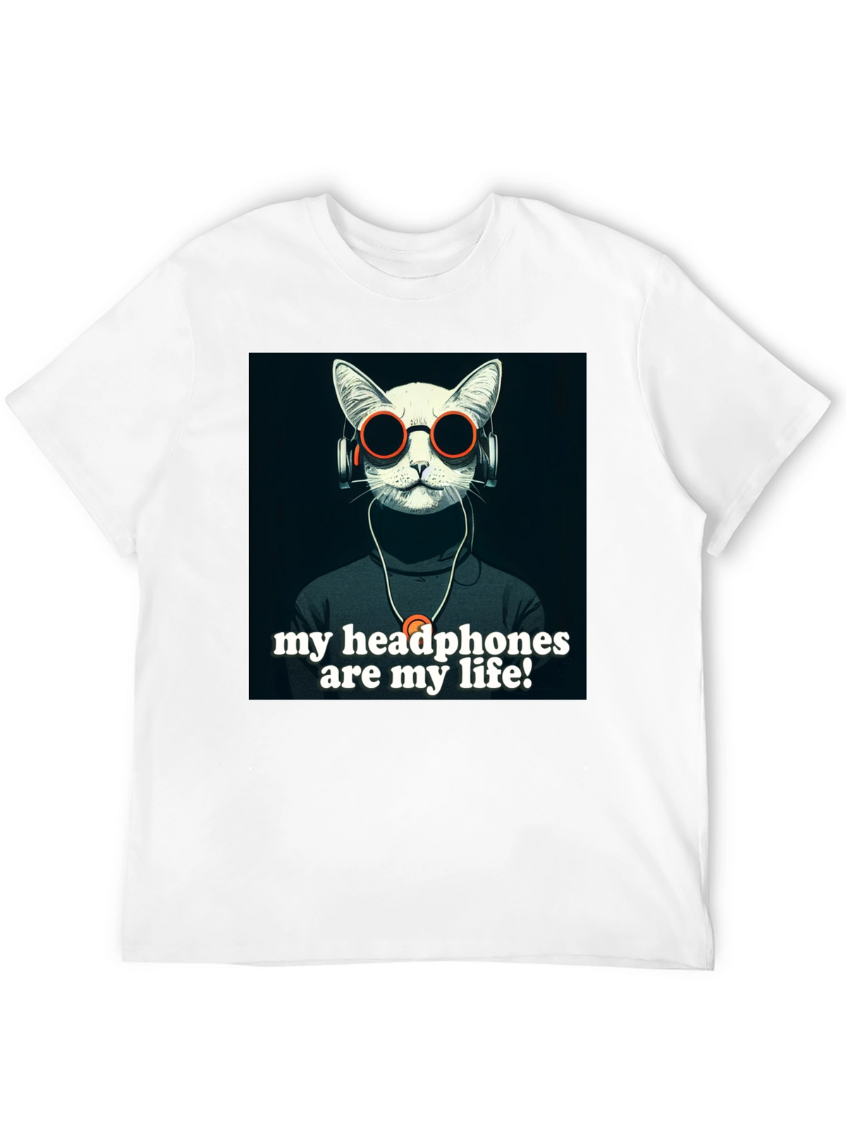 Headphone Cat Graphic T-Shirt