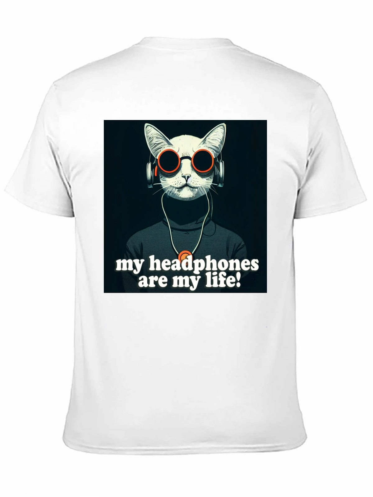 Headphone Cat Graphic T-Shirt