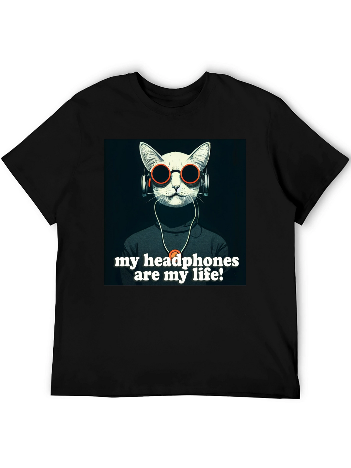 Headphone Cat Graphic T-Shirt