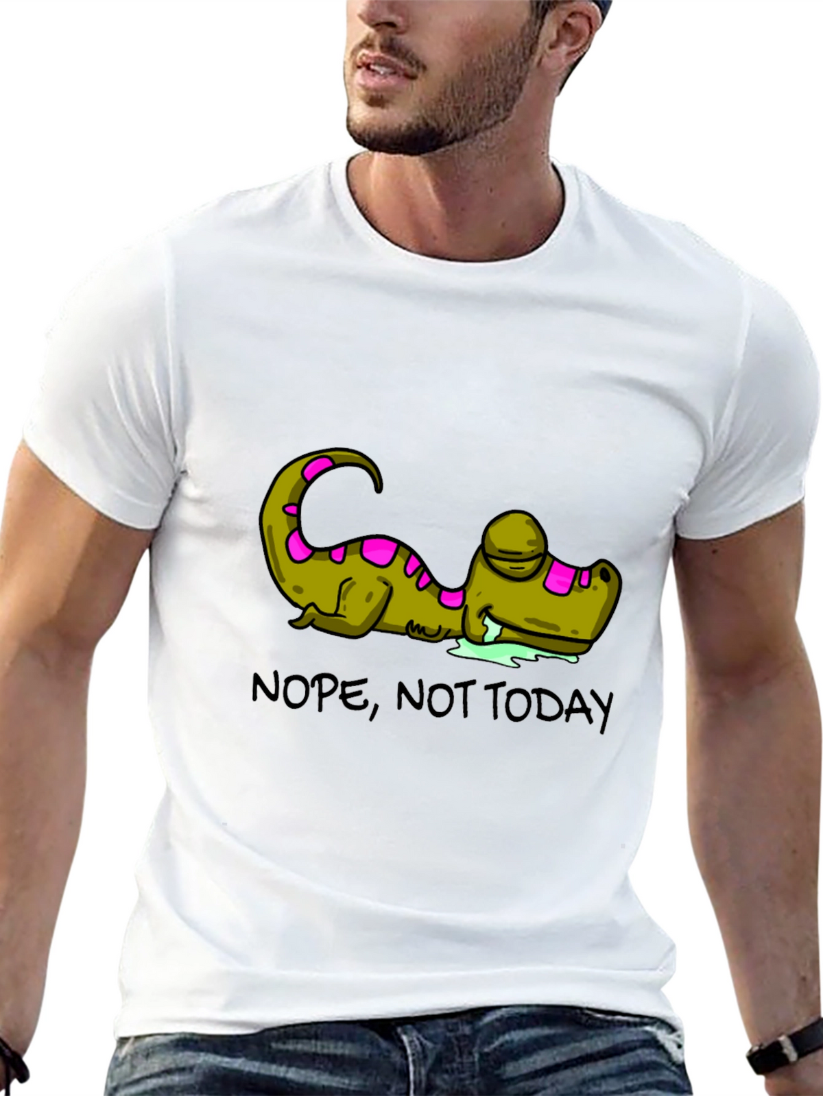 Nope Not Today T-Shirt Funny Lazy Dinosaur Graphic Tee