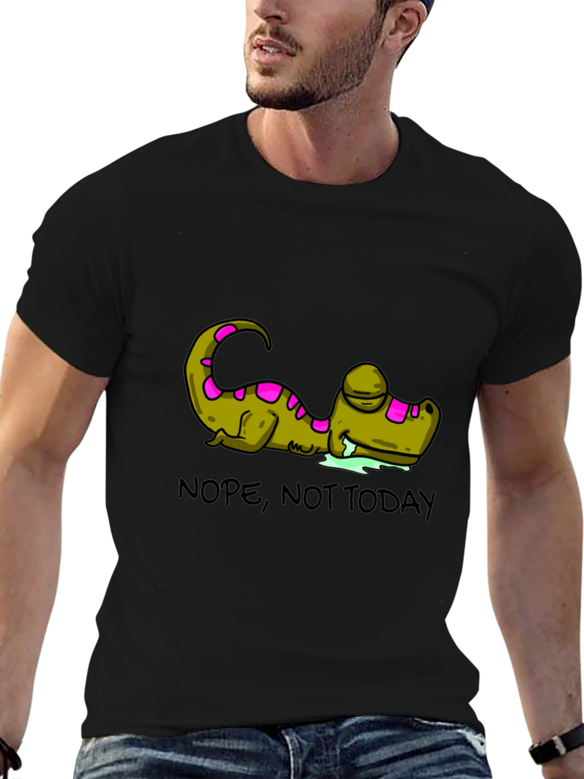 Nope Not Today T-Shirt Funny Lazy Dinosaur Graphic Tee
