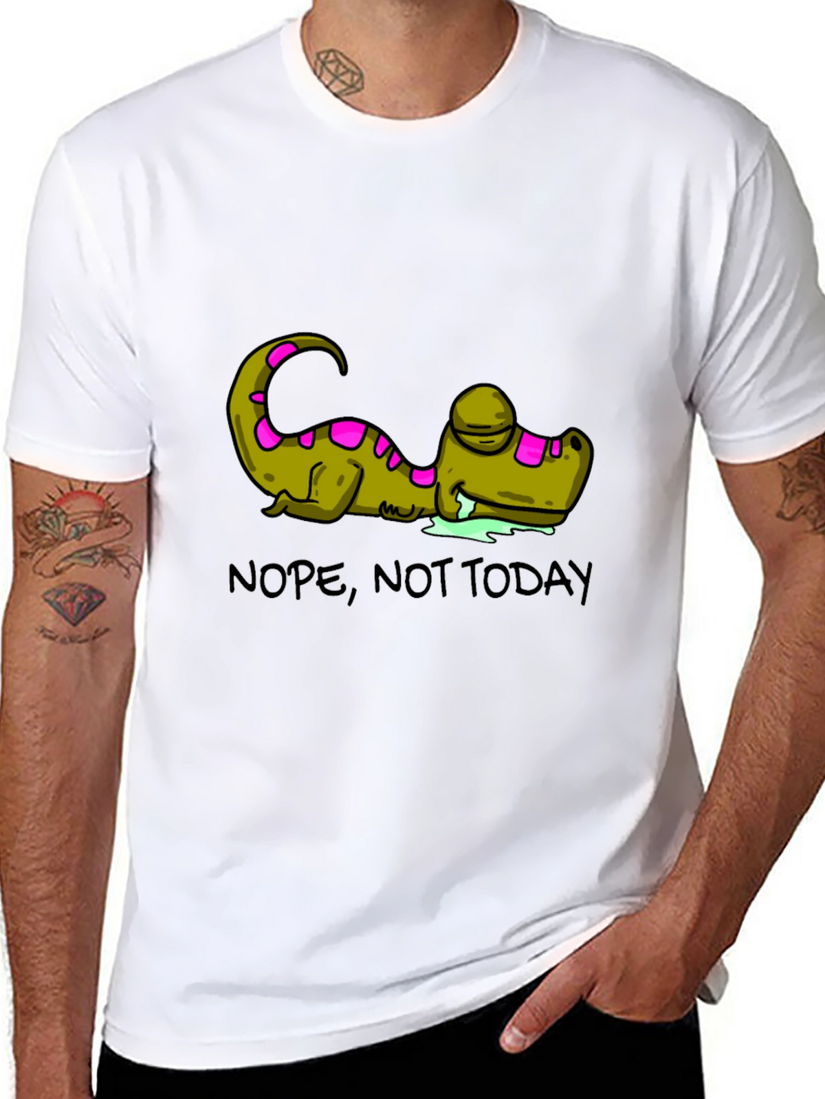 Nope Not Today T-Shirt Funny Lazy Dinosaur Graphic Tee