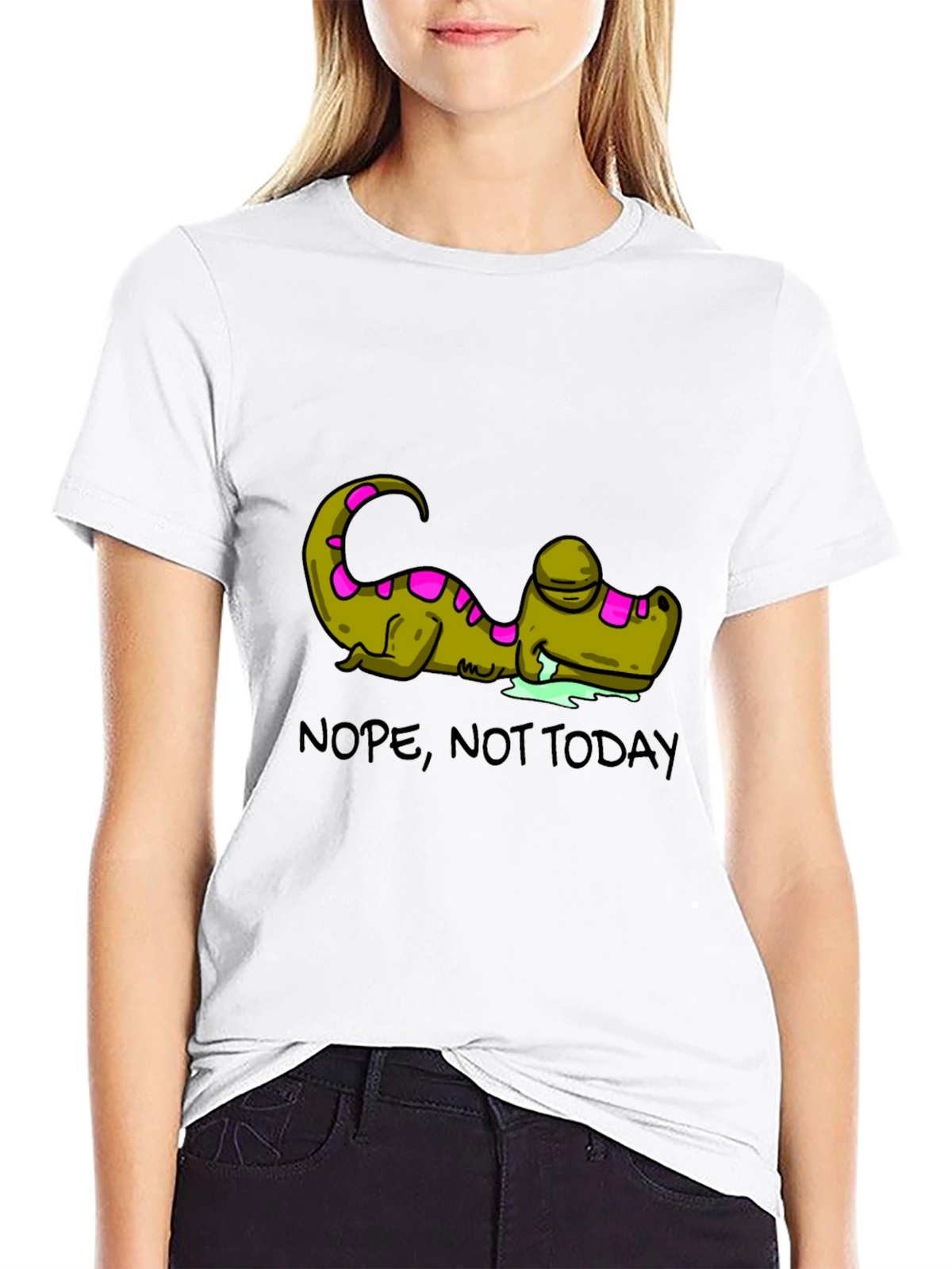 Nope Not Today T-Shirt Funny Lazy Dinosaur Graphic Tee