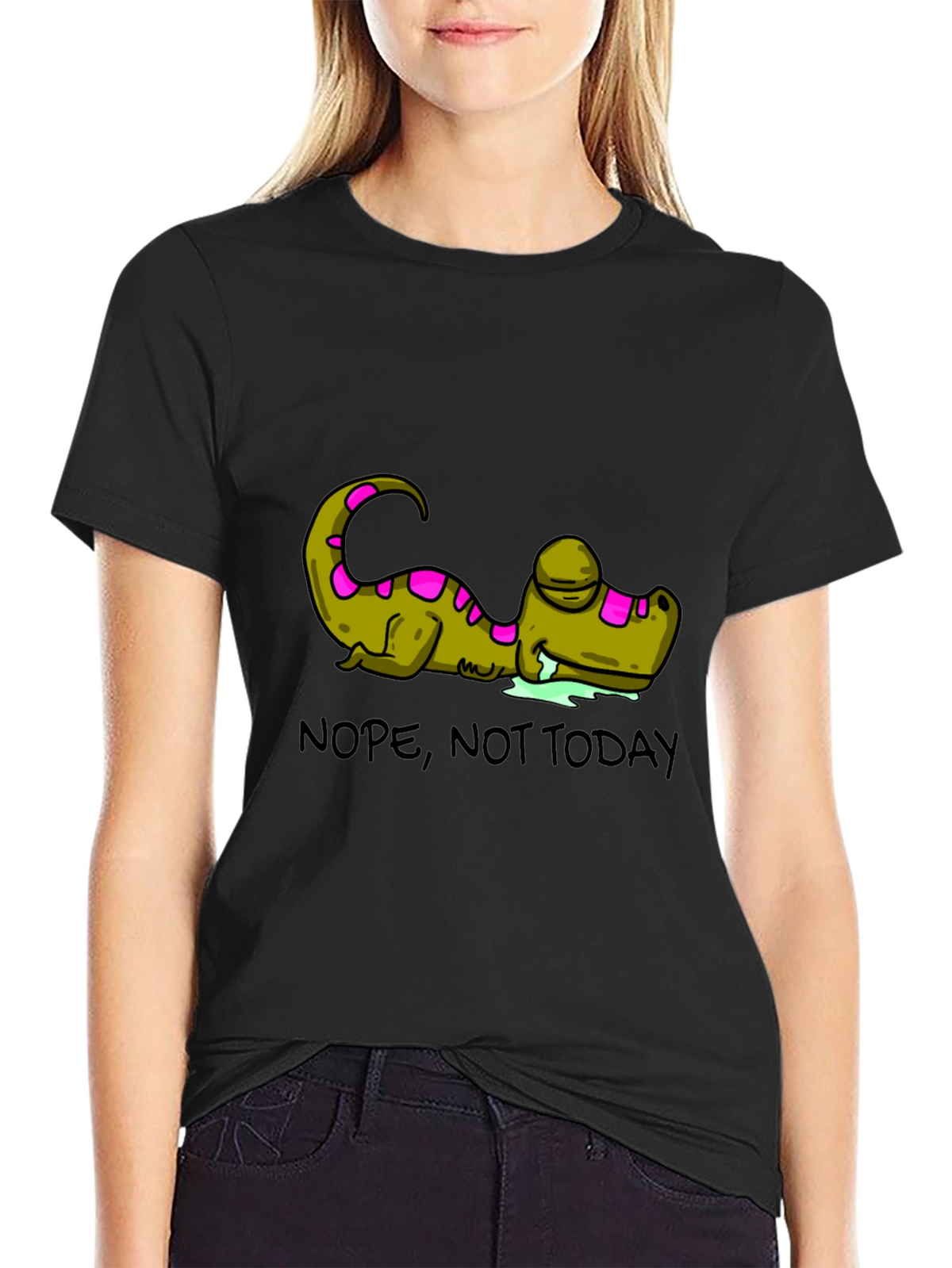 Nope Not Today T-Shirt Funny Lazy Dinosaur Graphic Tee