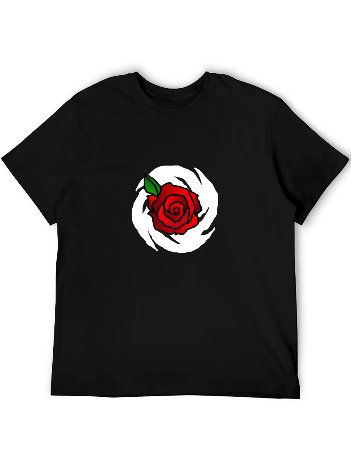 Rose Graphic Print T-Shirt - Black