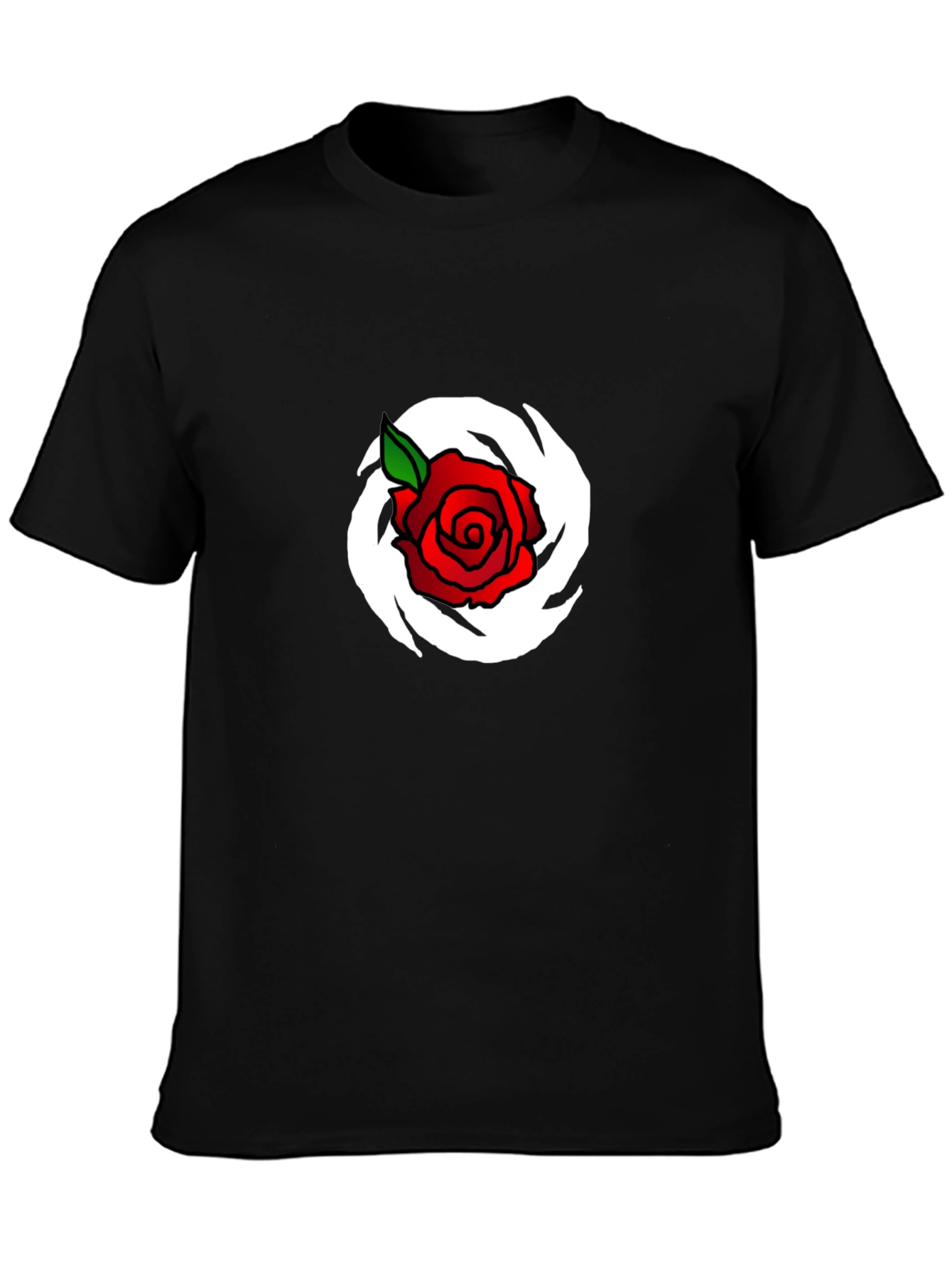 Rose Graphic Print T-Shirt - Black