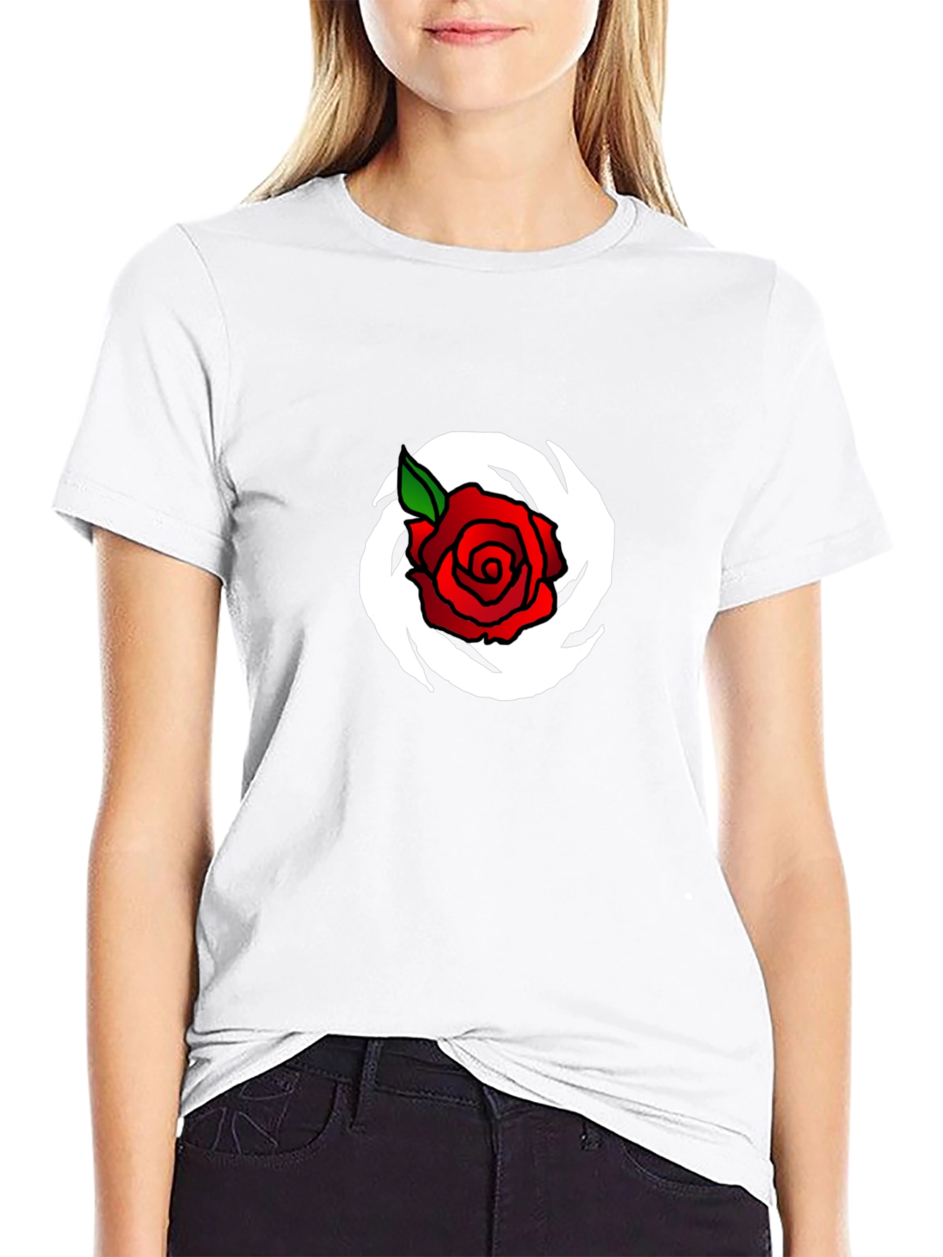 Rose Graphic Print T-Shirt - Black