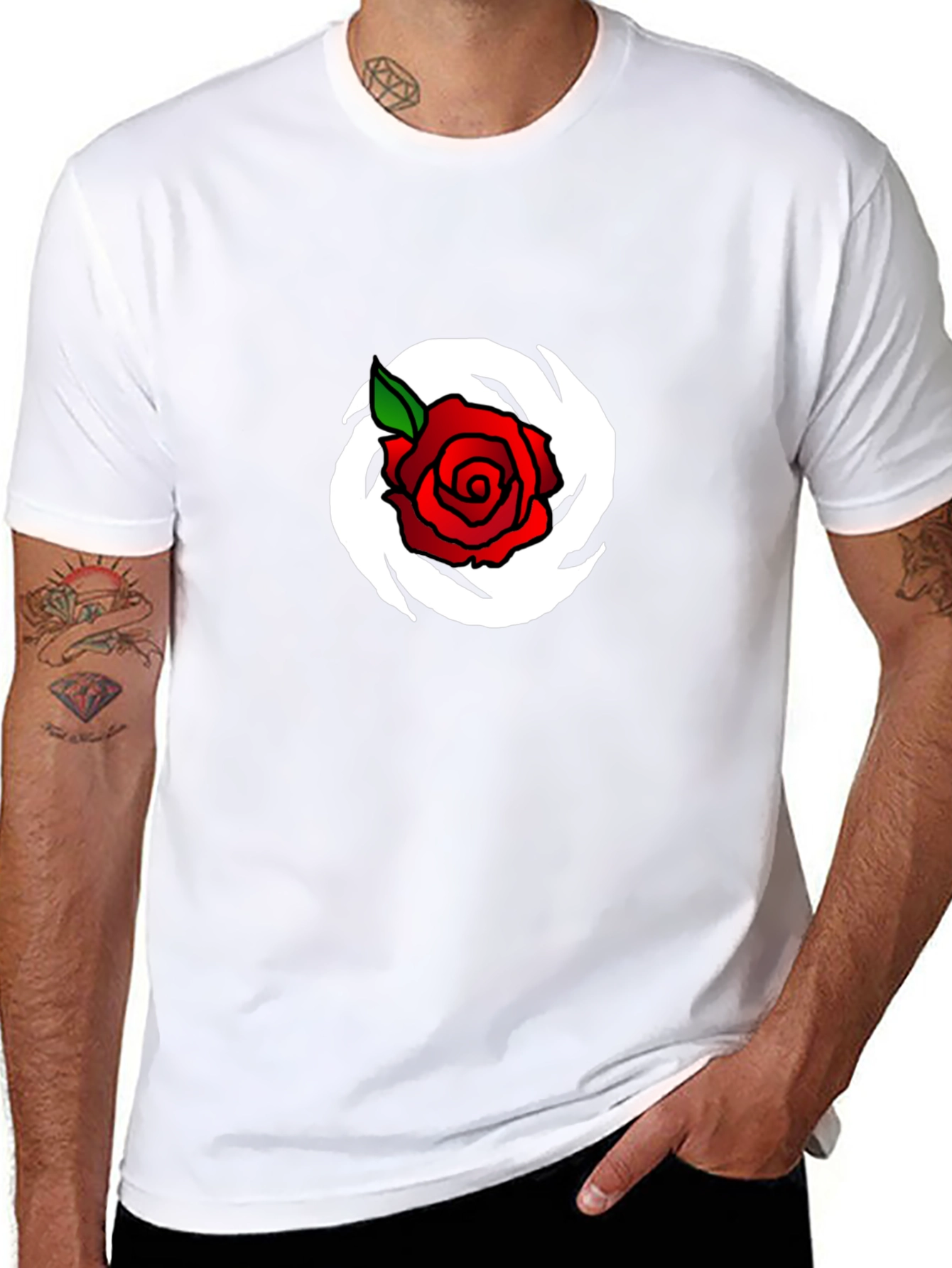 Rose Graphic Print T-Shirt - Black