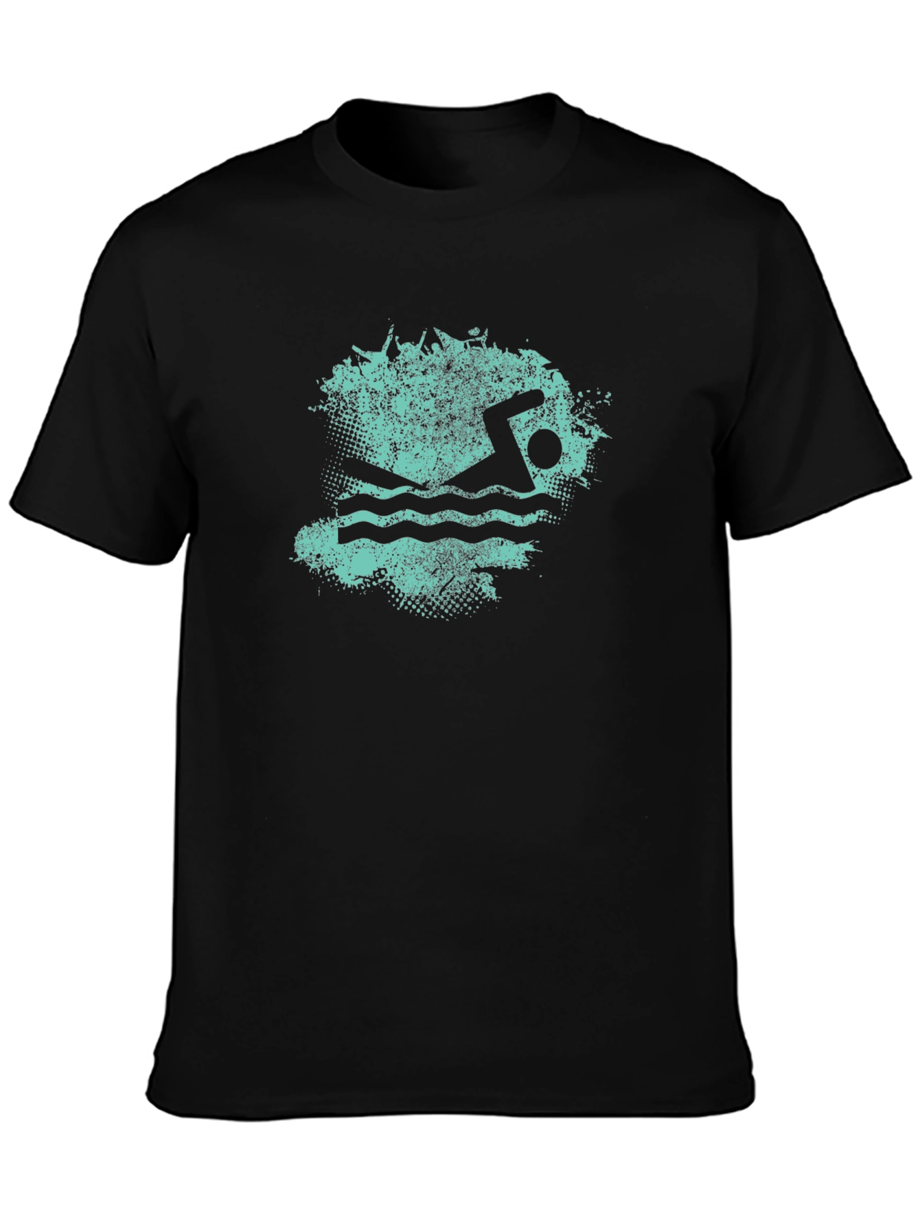 Swimmer Graphic Tee - Black Cotton Blend