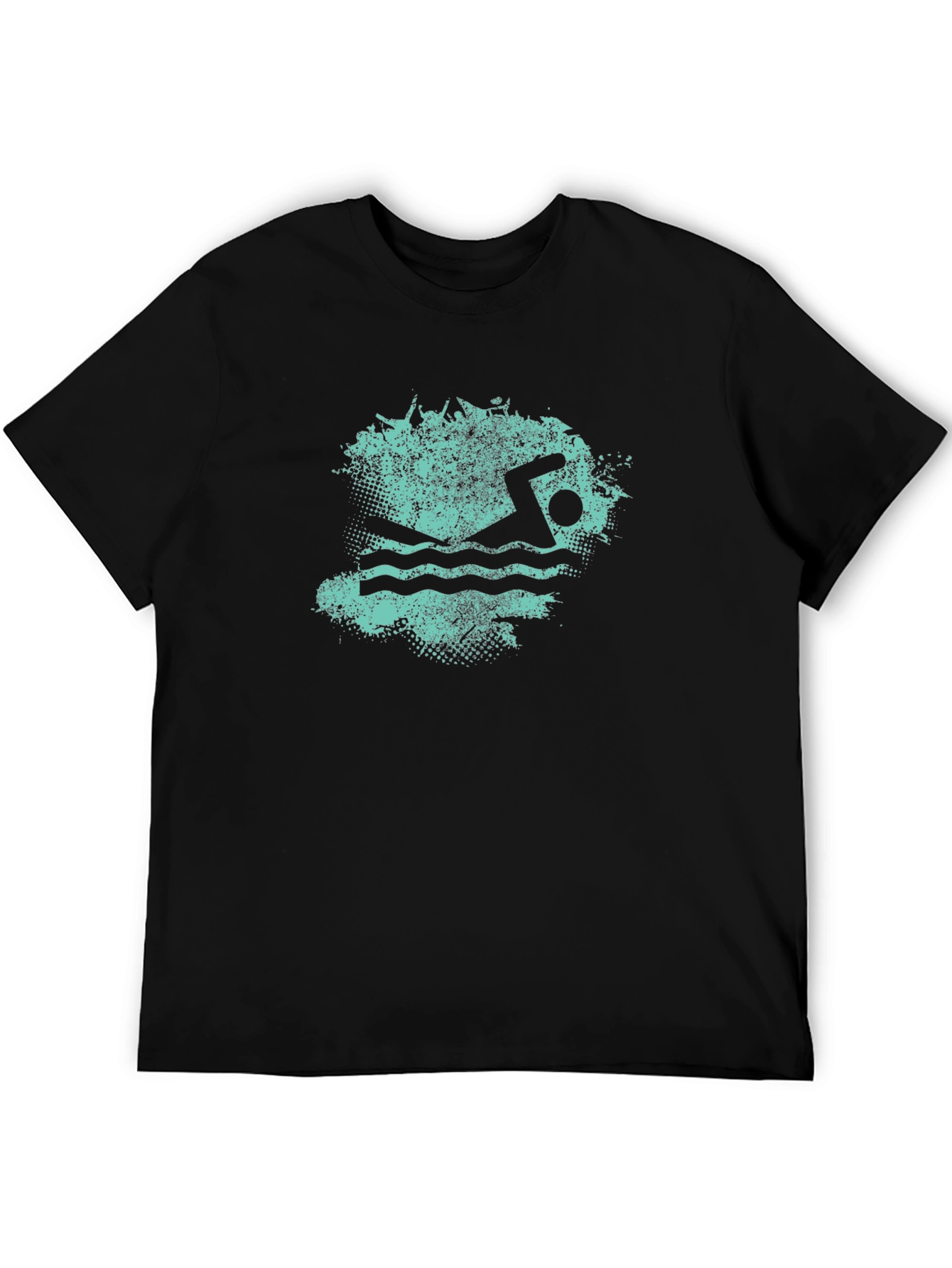 Swimmer Graphic Tee - Black Cotton Blend
