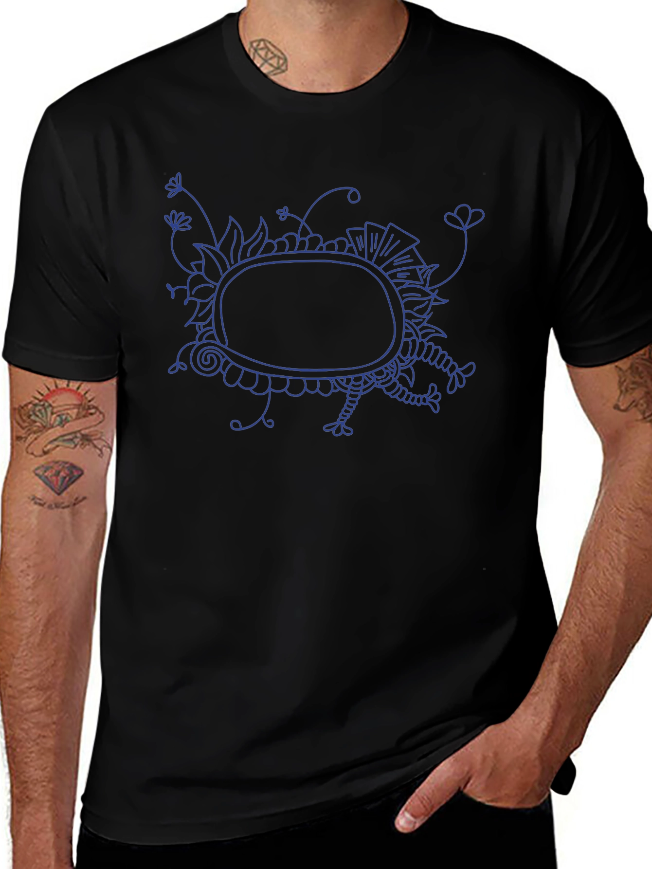 Abstract Graphic Print Mens Black T-Shirt
