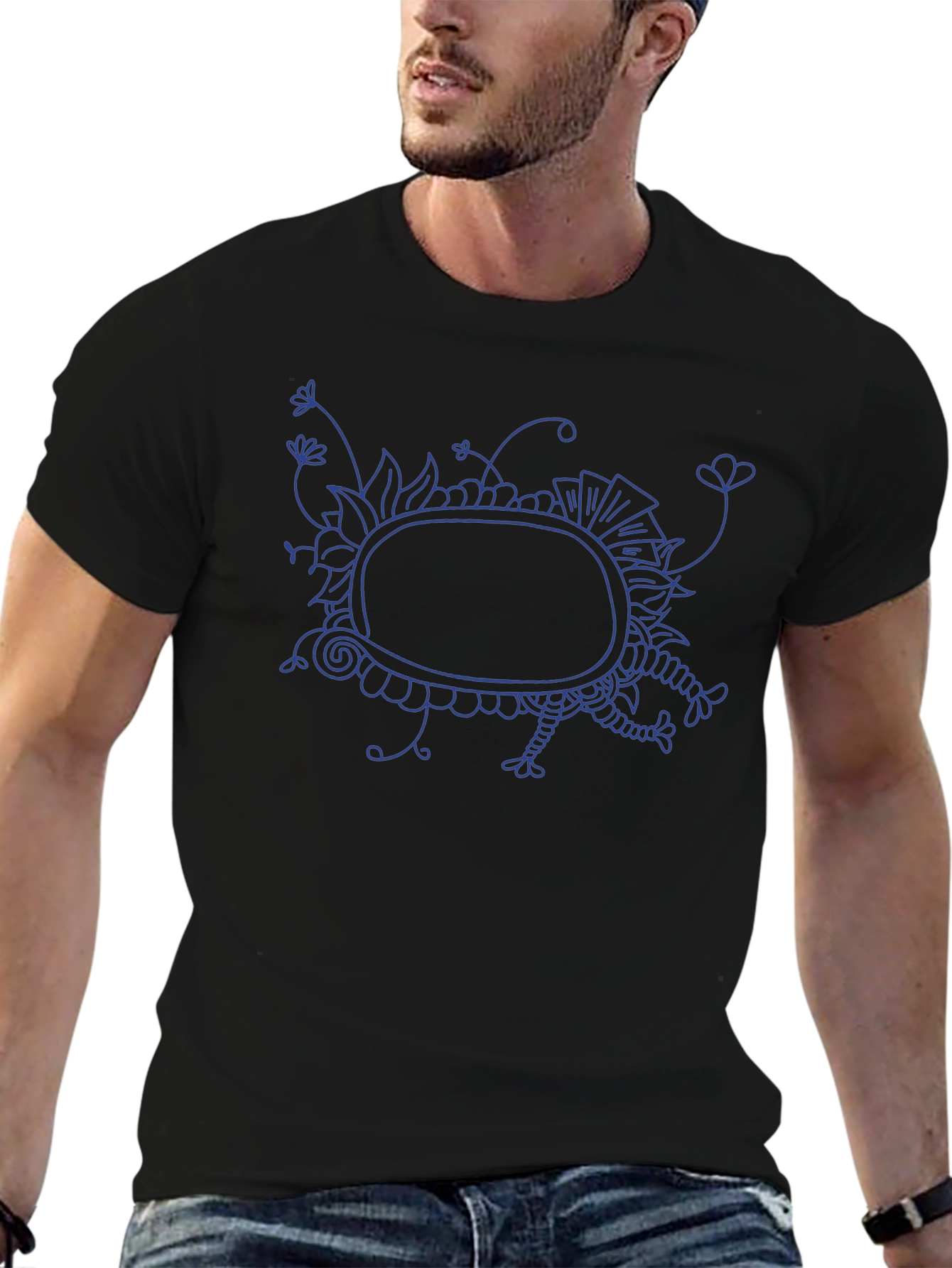 Abstract Graphic Print Mens Black T-Shirt