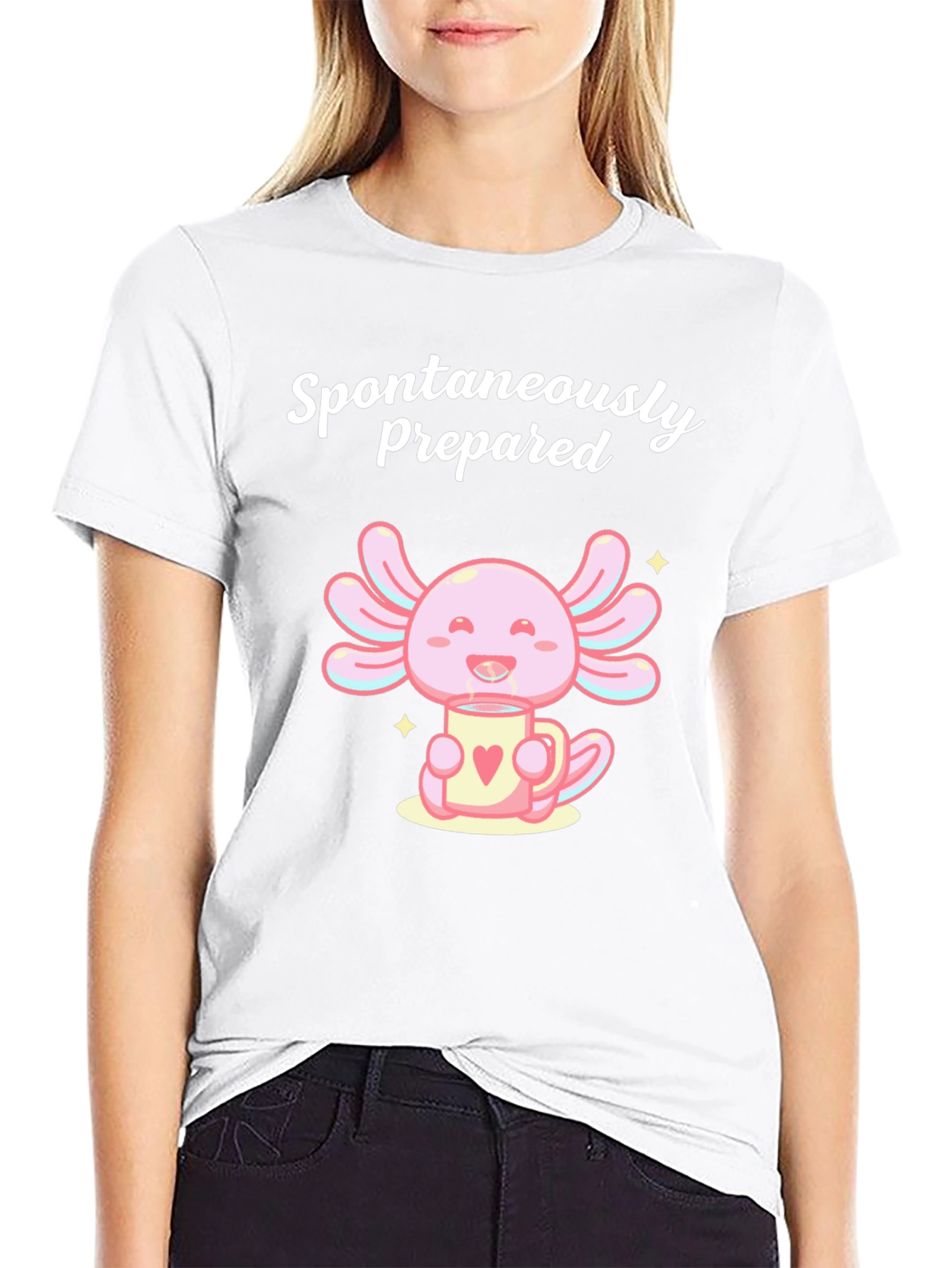 Spontaneously Prepared Axolotl Black T-Shirt