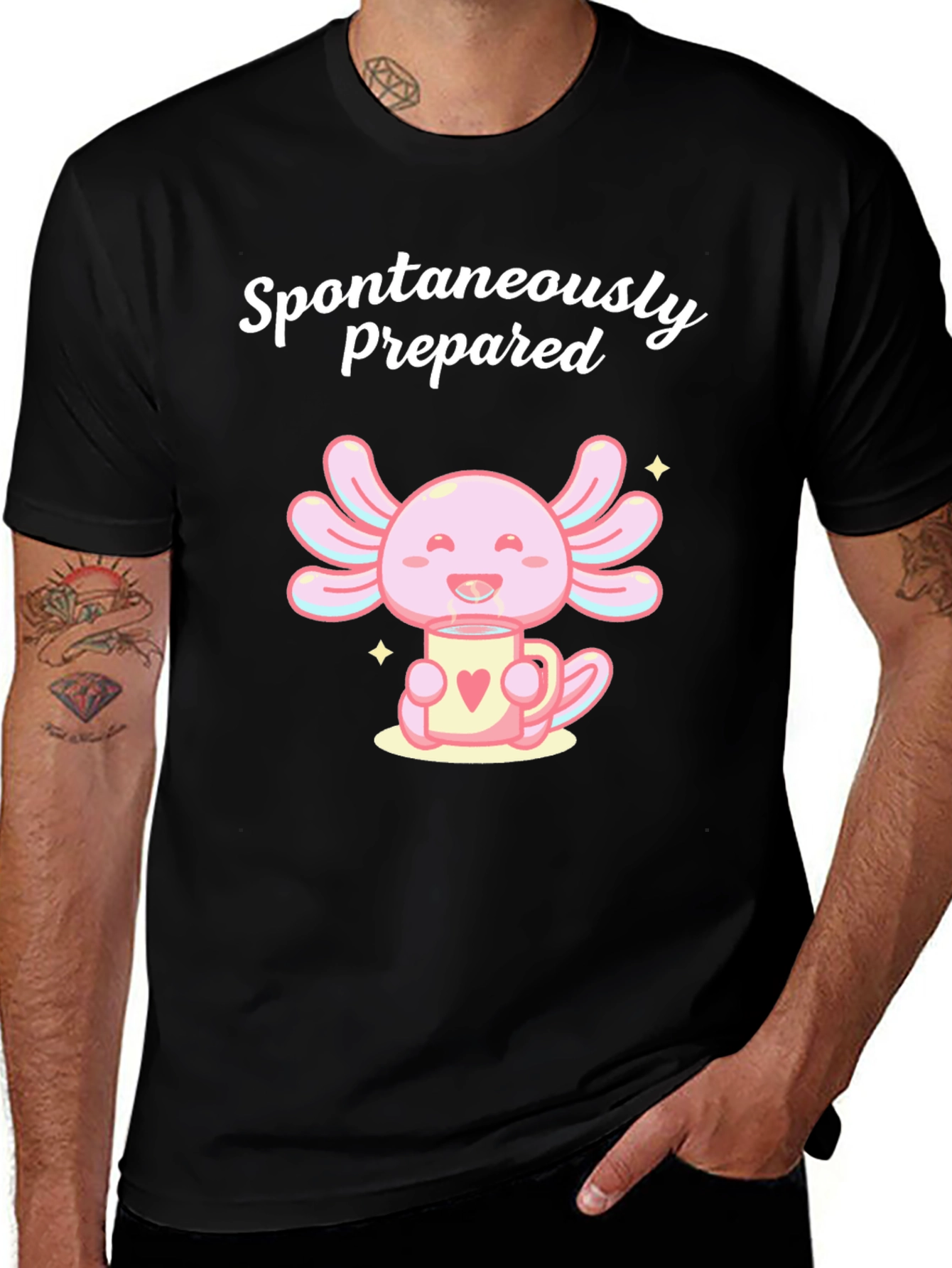 Spontaneously Prepared Axolotl Black T-Shirt