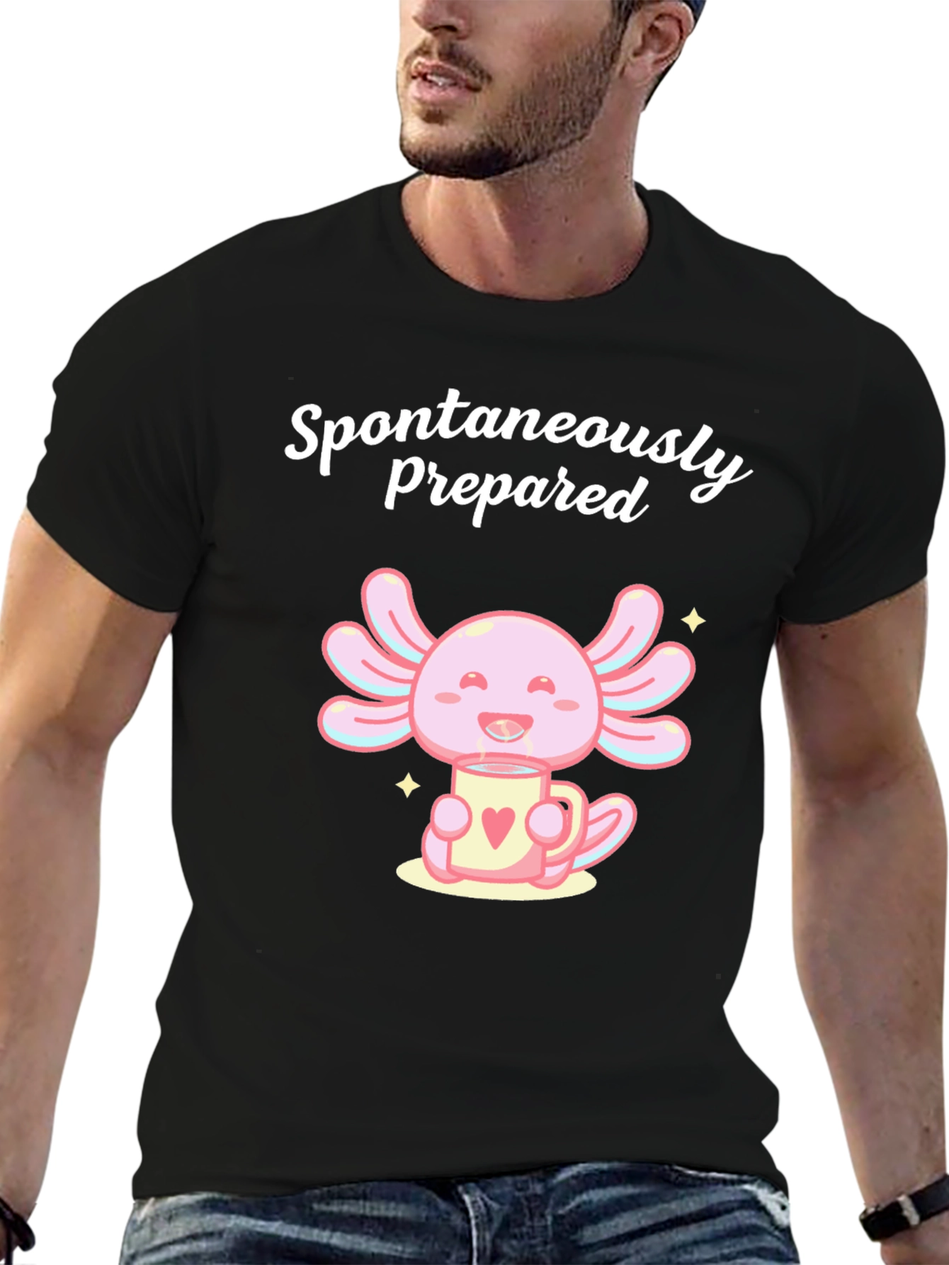 Spontaneously Prepared Axolotl Black T-Shirt