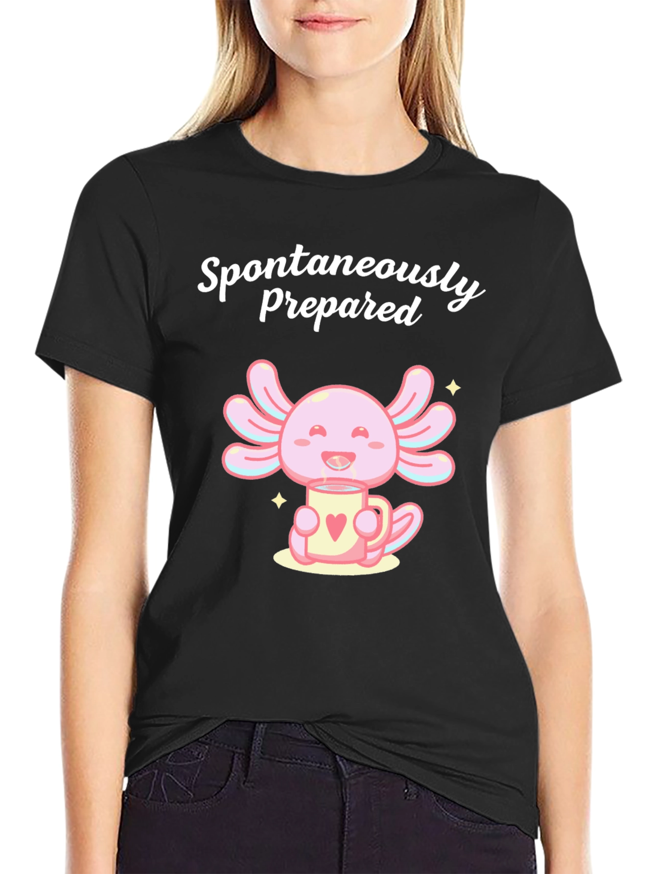 Spontaneously Prepared Axolotl Black T-Shirt