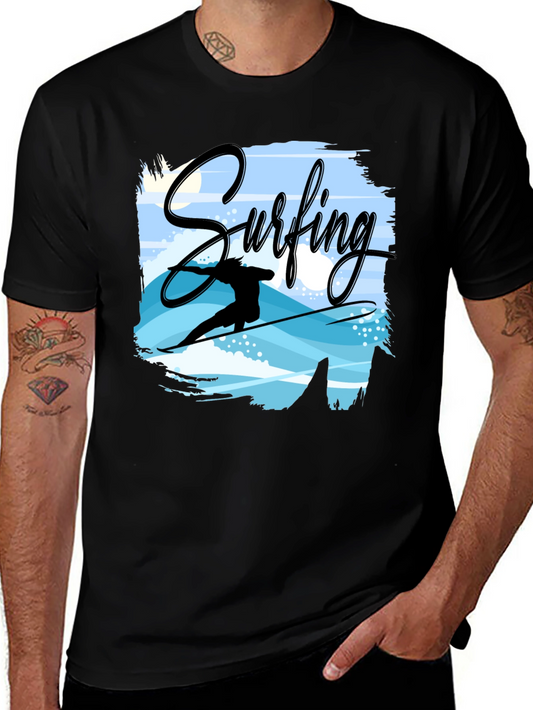 Surfing Graphic T-Shirt - Black