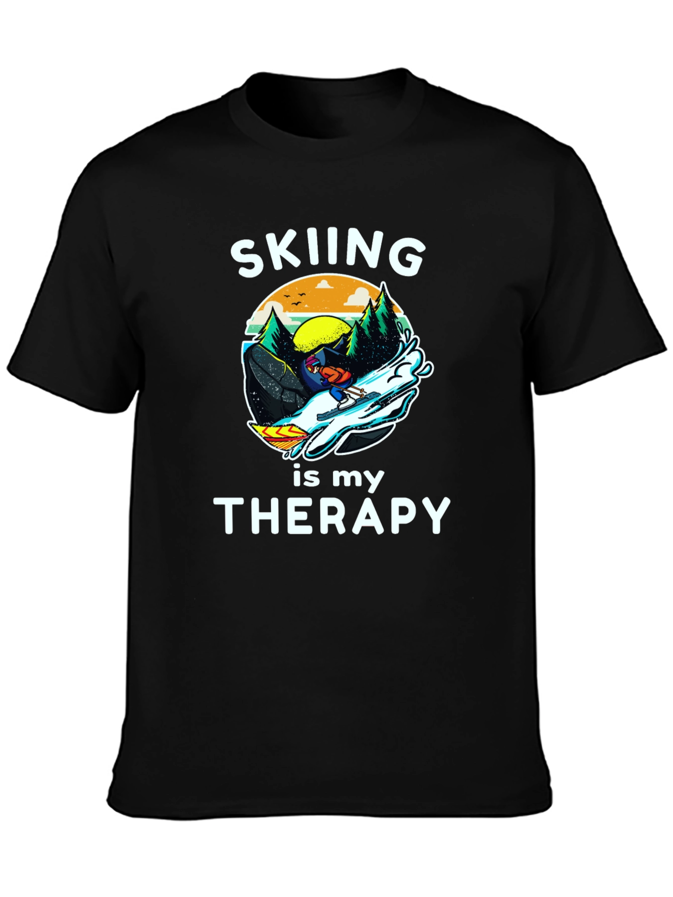 Skiing is My Therapy Graphic T-Shirt