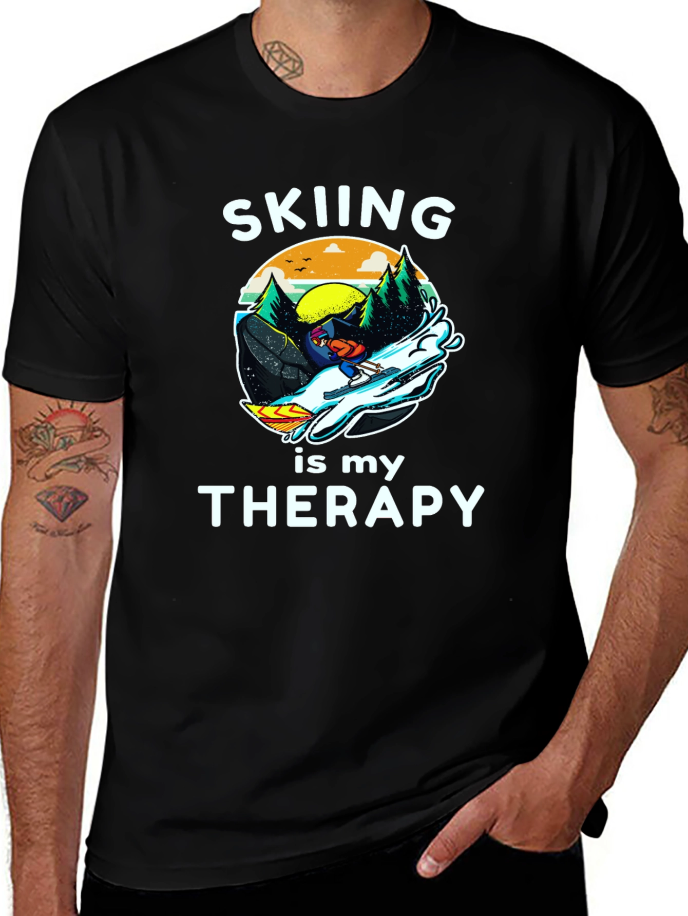 Skiing is My Therapy Graphic T-Shirt