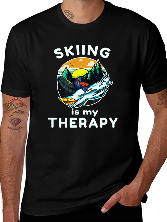 Skiing is My Therapy Graphic T-Shirt