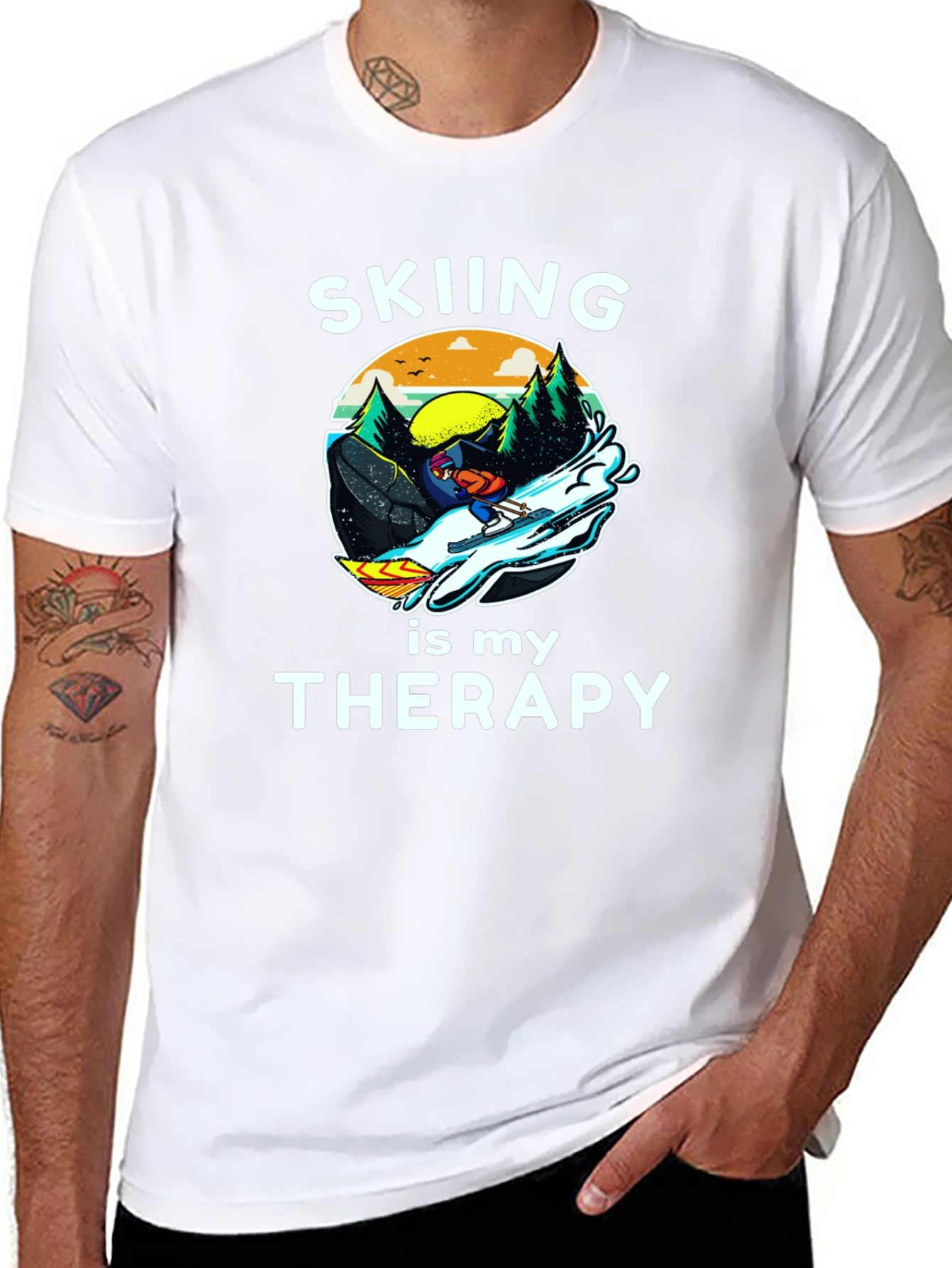 Skiing is My Therapy Graphic T-Shirt