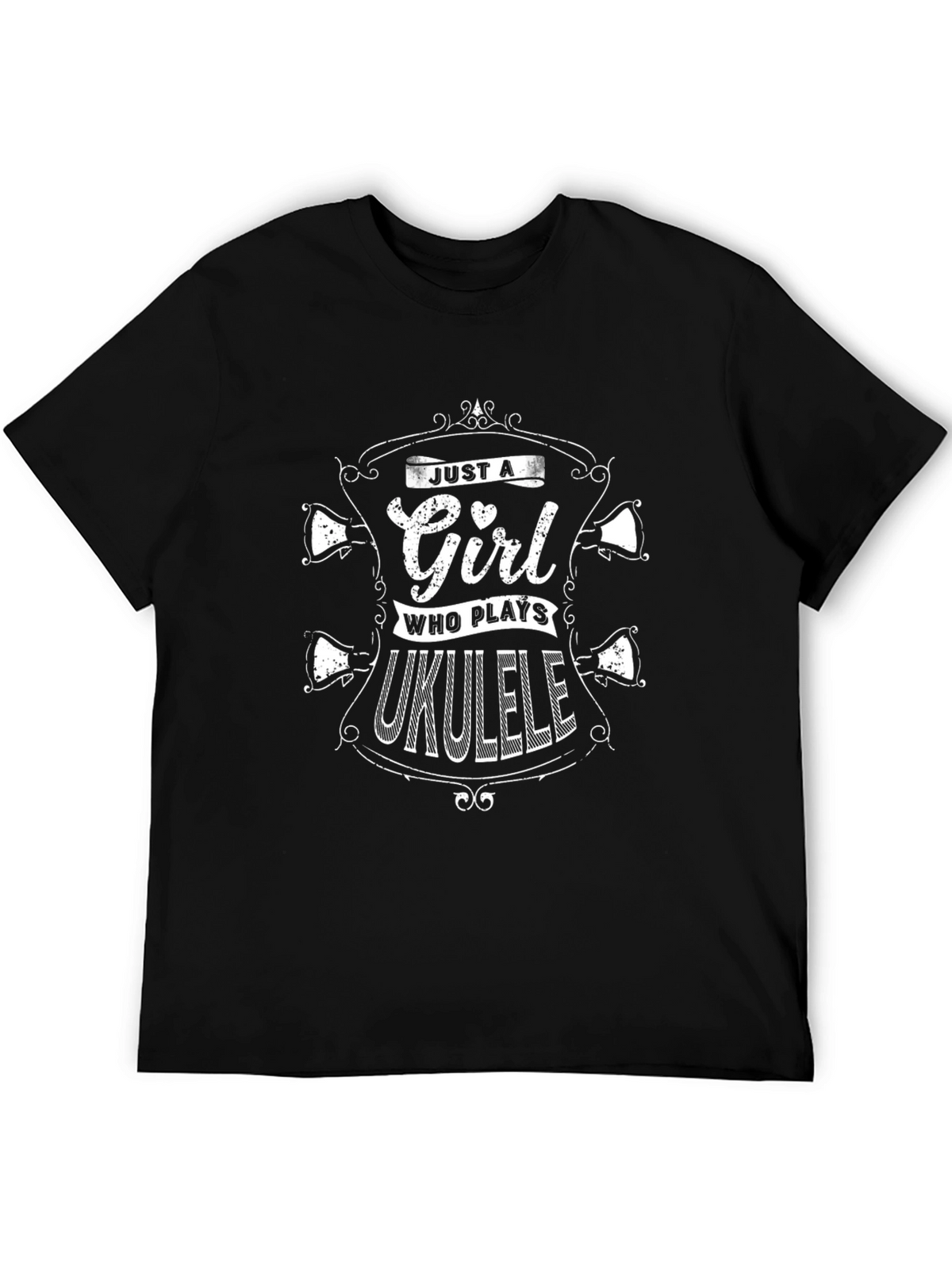 Girl Who Plays Ukulele Black T-Shirt