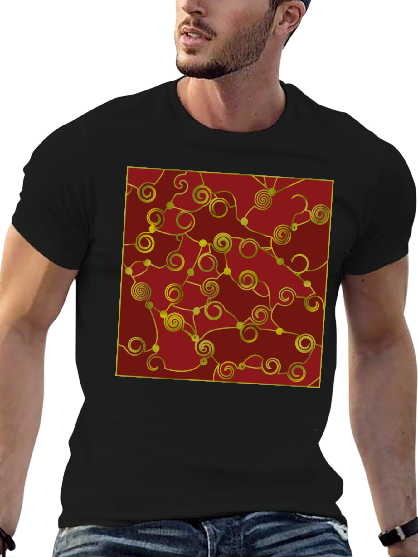 Abstract Swirl Graphic Tee - Modern Artistic Style