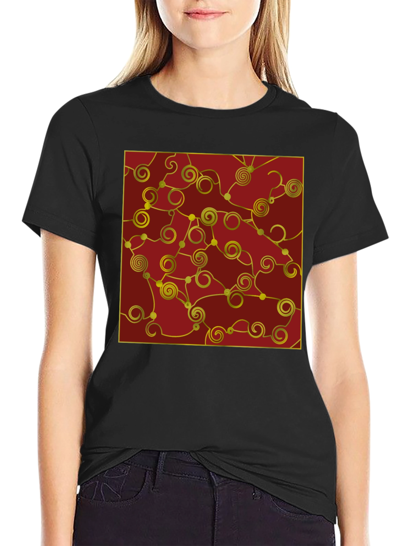 Abstract Swirl Graphic Tee - Modern Artistic Style