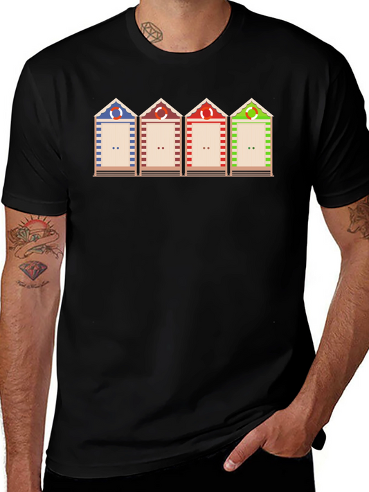 Beach Huts Graphic T-Shirt Unique Design