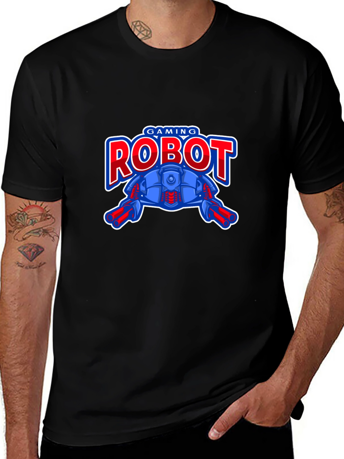 Gaming Robot Black T-Shirt for Gamers