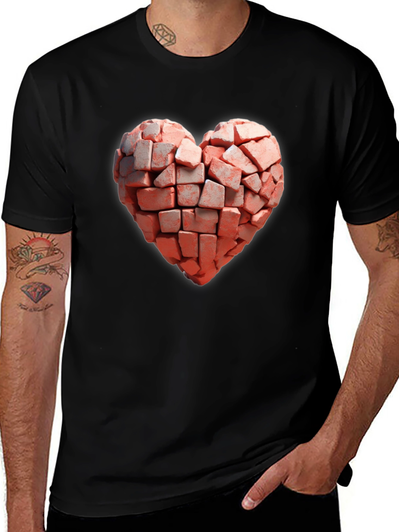Brick Heart Graphic Black T-Shirt