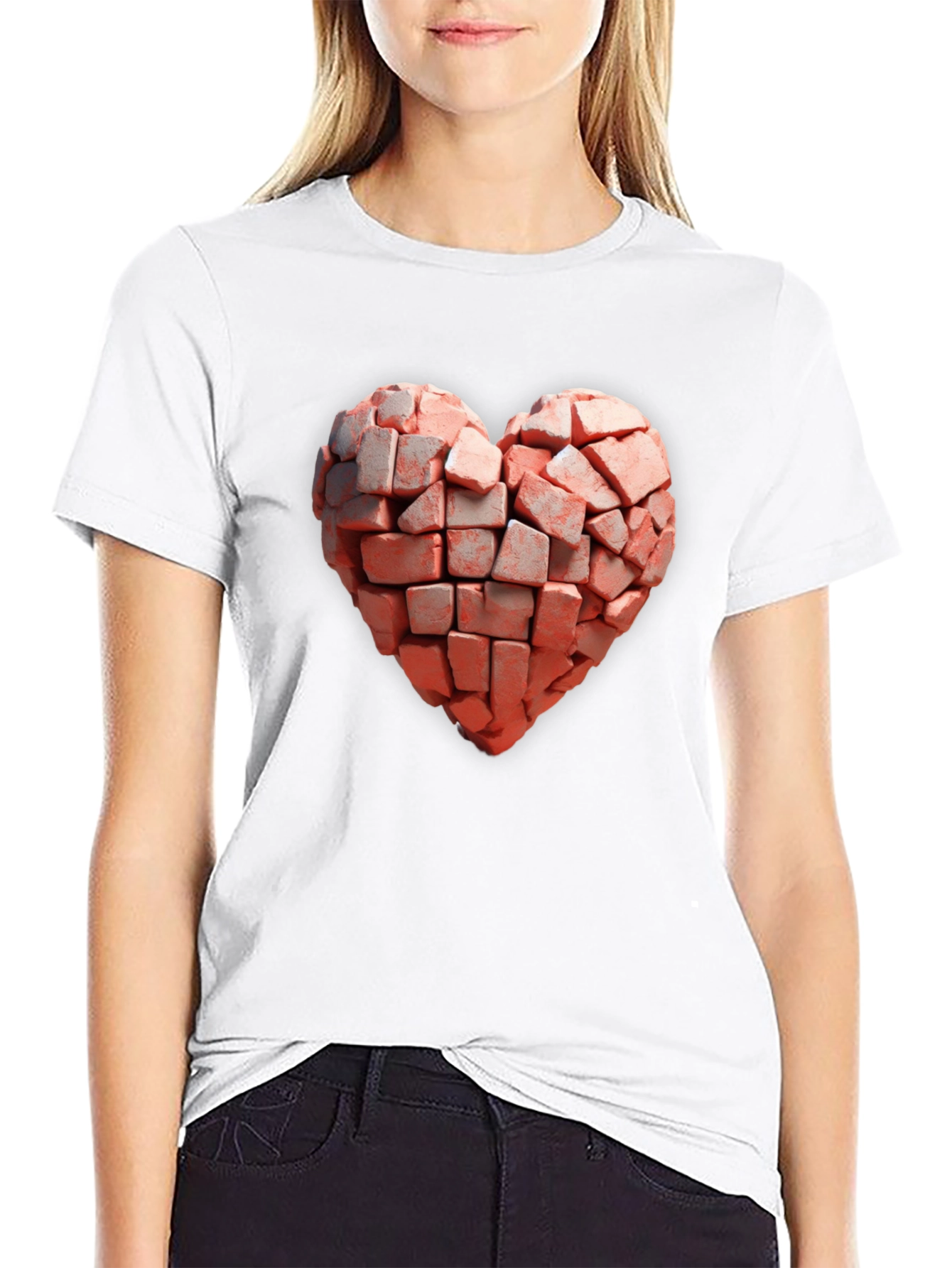 Brick Heart Graphic Black T-Shirt