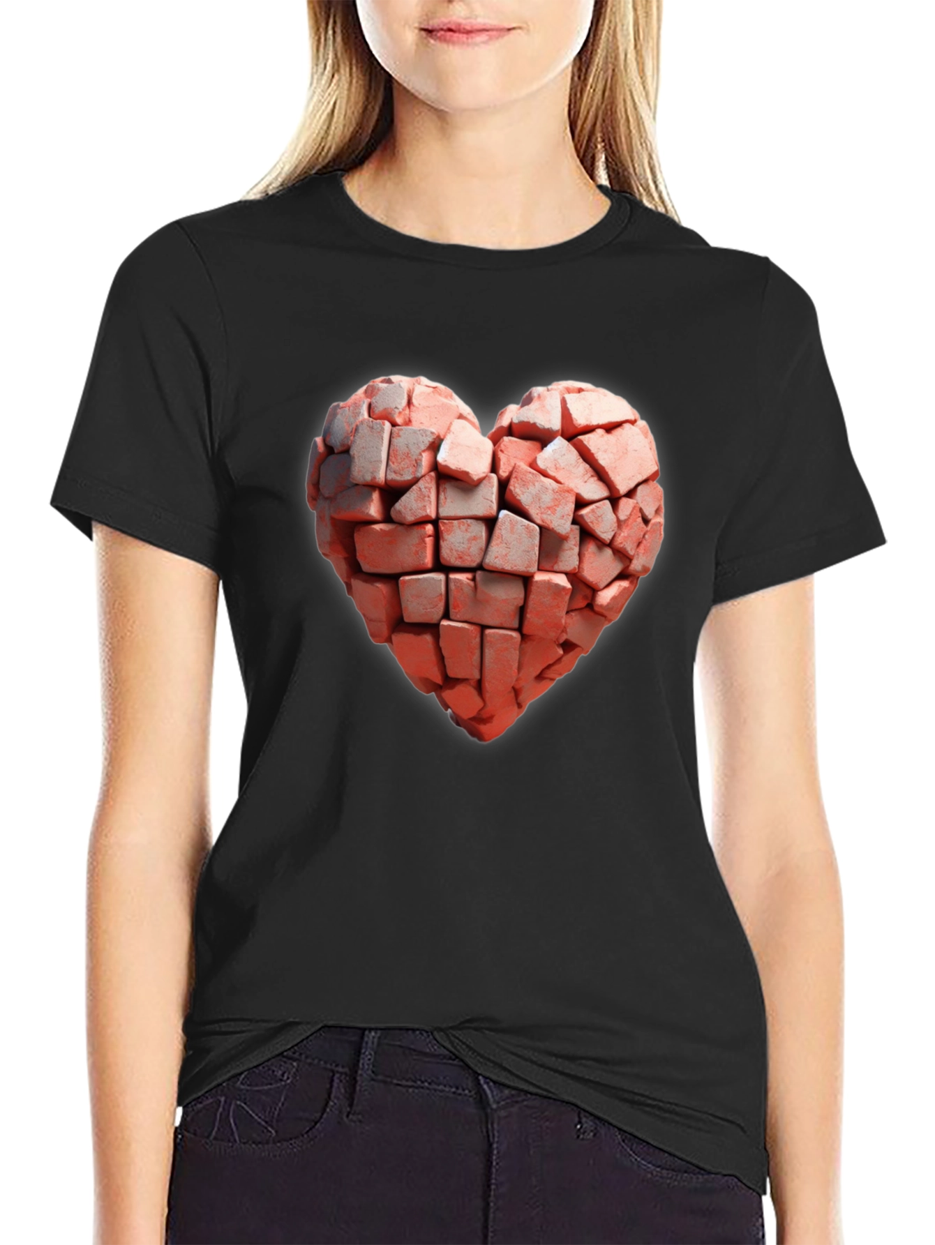 Brick Heart Graphic Black T-Shirt