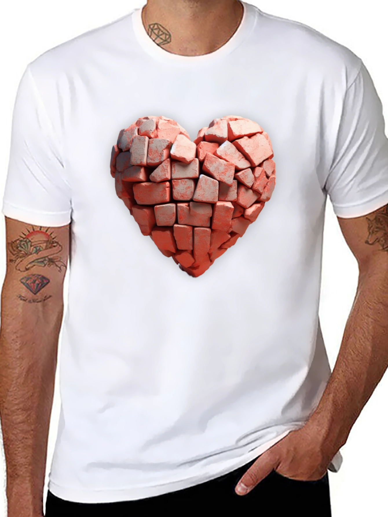 Brick Heart Graphic Black T-Shirt