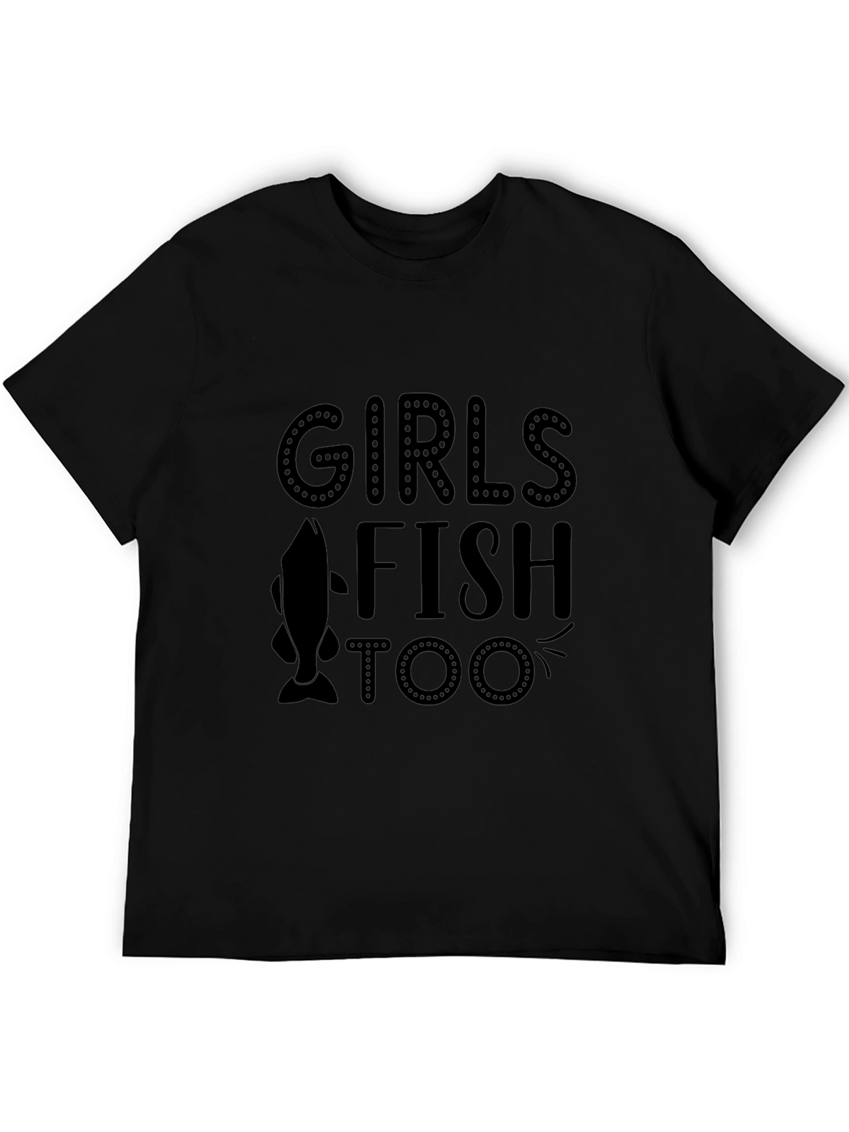 Girls Fish Too Black Graphic Tee