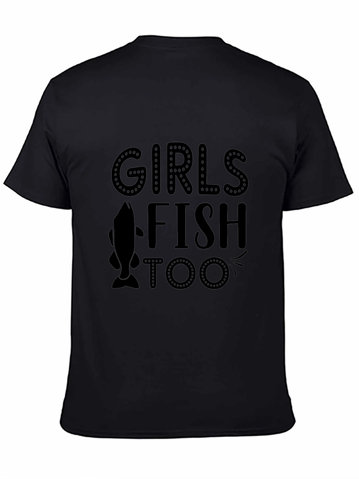 Girls Fish Too Black Graphic Tee