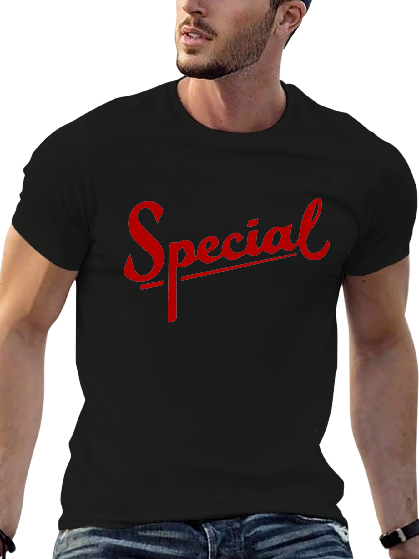 Special Graphic T-Shirt - Black Crew Neck Tee