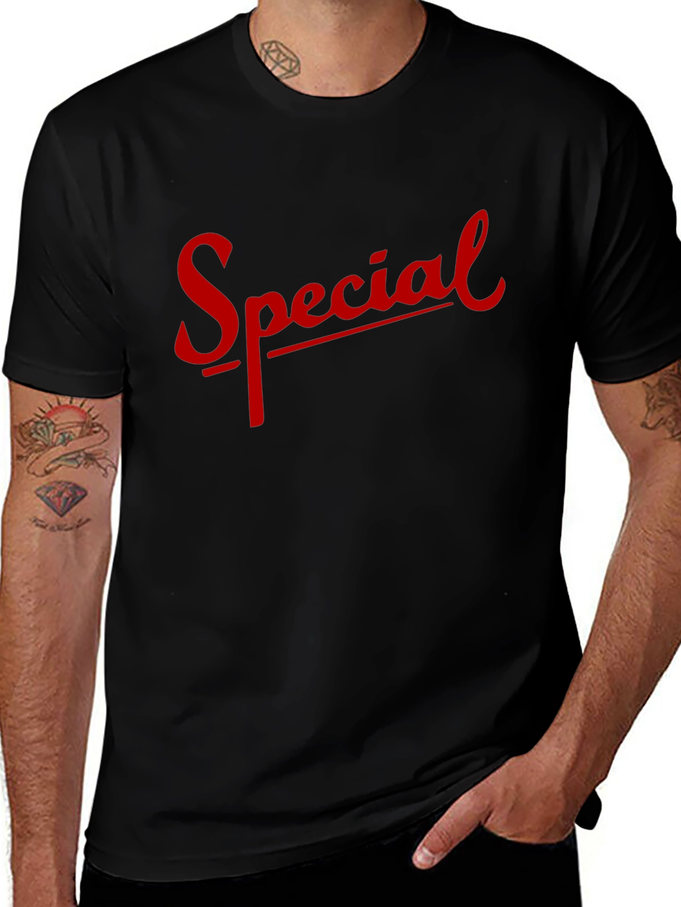 Special Graphic T-Shirt - Black Crew Neck Tee