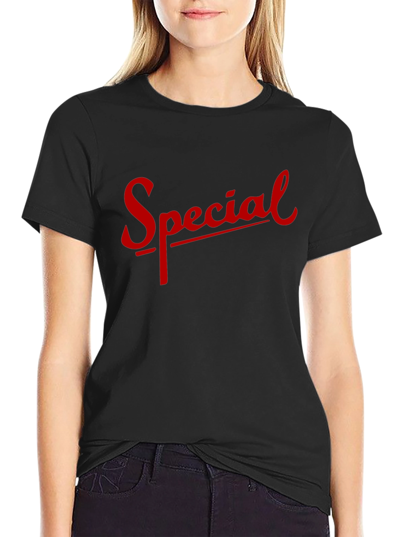 Special Graphic T-Shirt - Black Crew Neck Tee