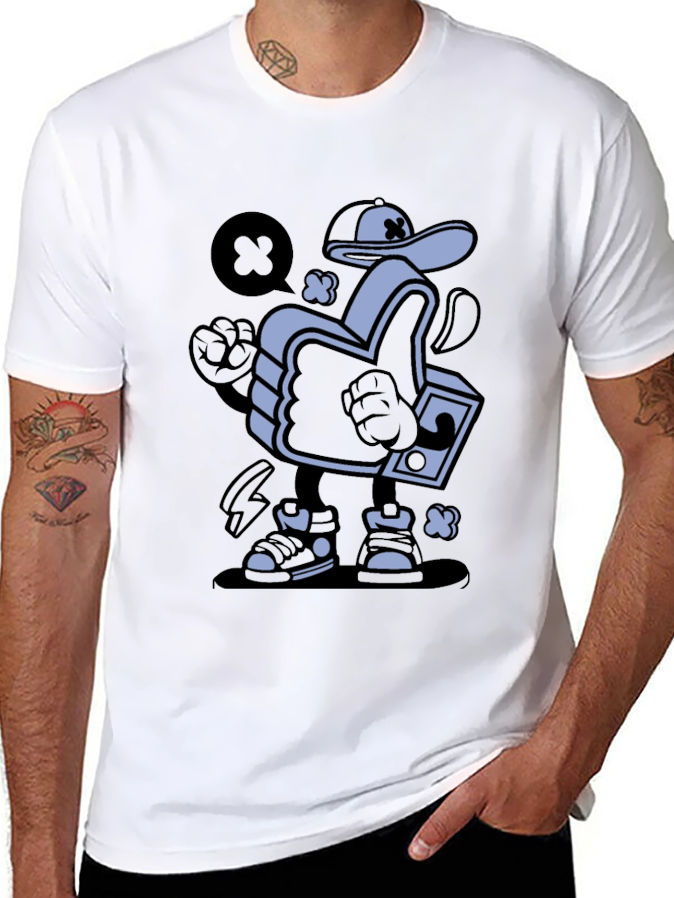 Cool Cartoon Thumbs Up Graphic T-Shirt