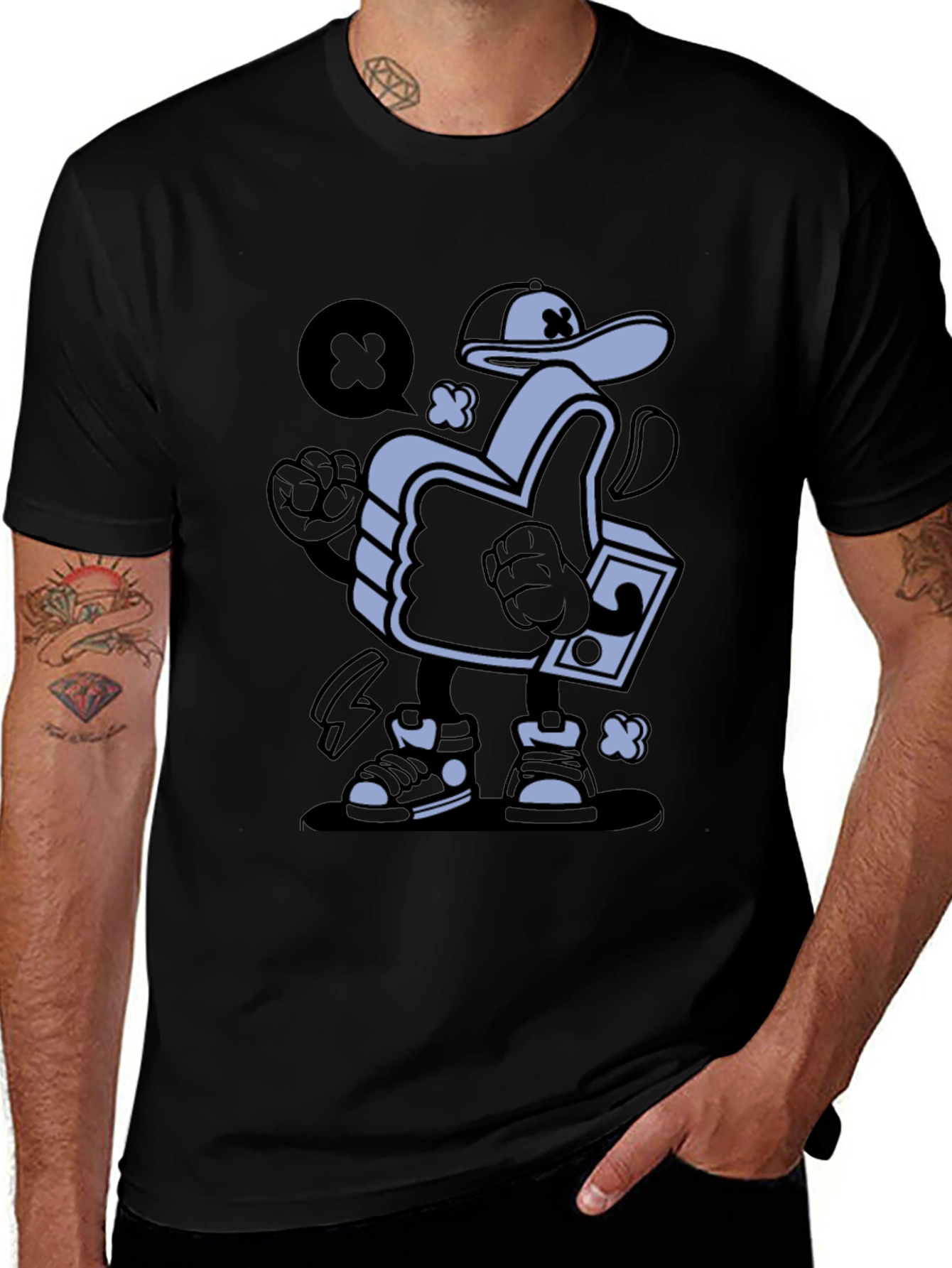 Cool Cartoon Thumbs Up Graphic T-Shirt