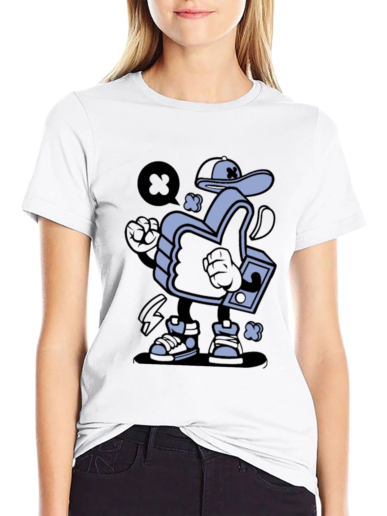 Cool Cartoon Thumbs Up Graphic T-Shirt