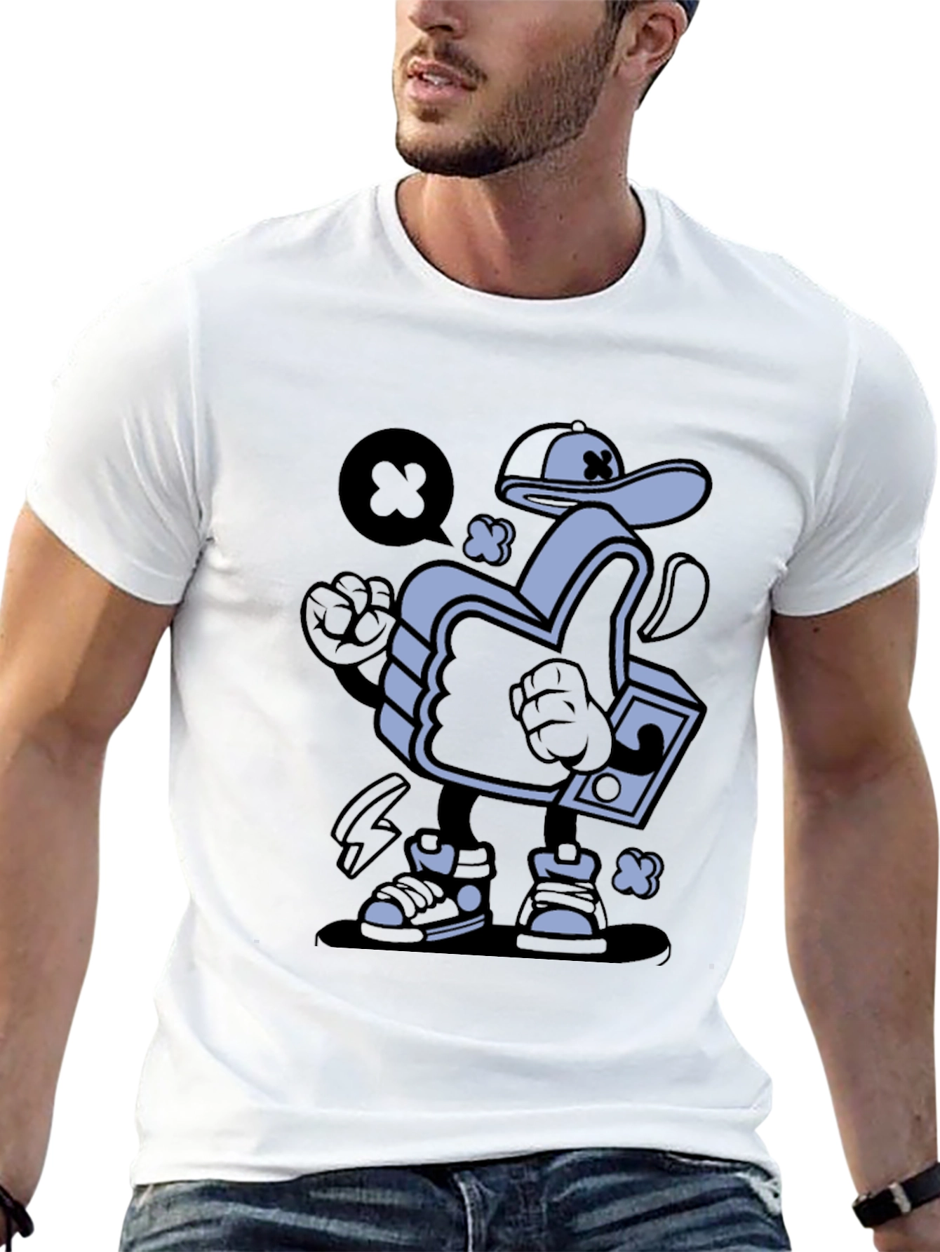 Cool Cartoon Thumbs Up Graphic T-Shirt