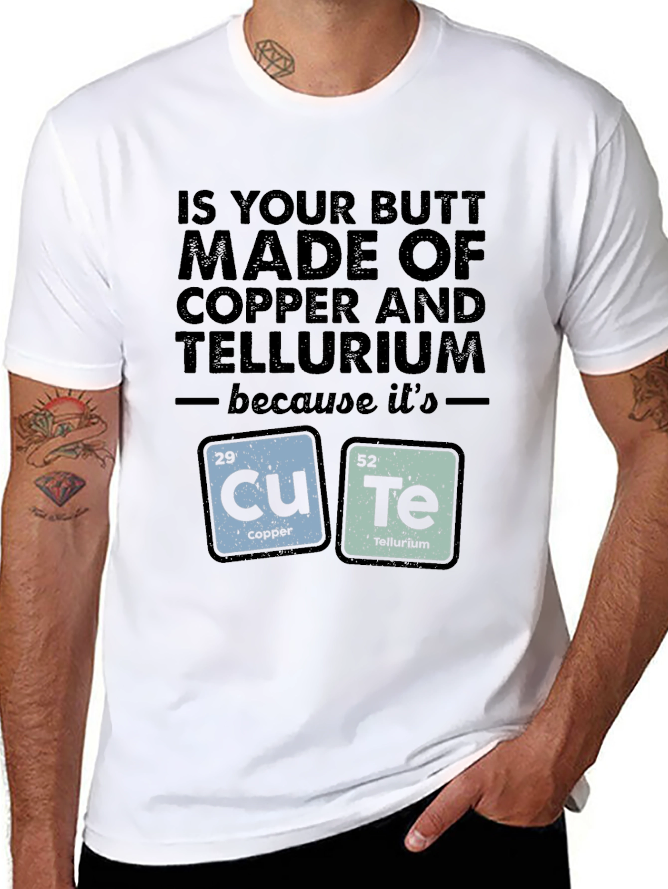 Chemistry Pun T-Shirt - Cute Copper & Tellurium Design