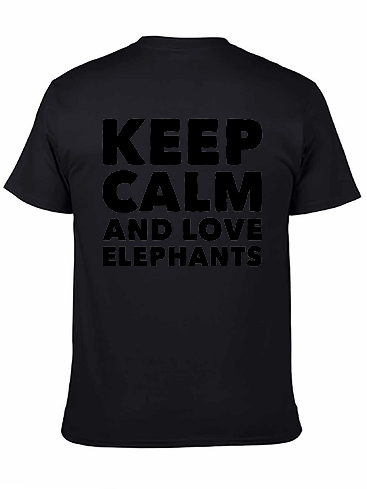 Keep Calm Love Elephants Mens Black T-Shirt