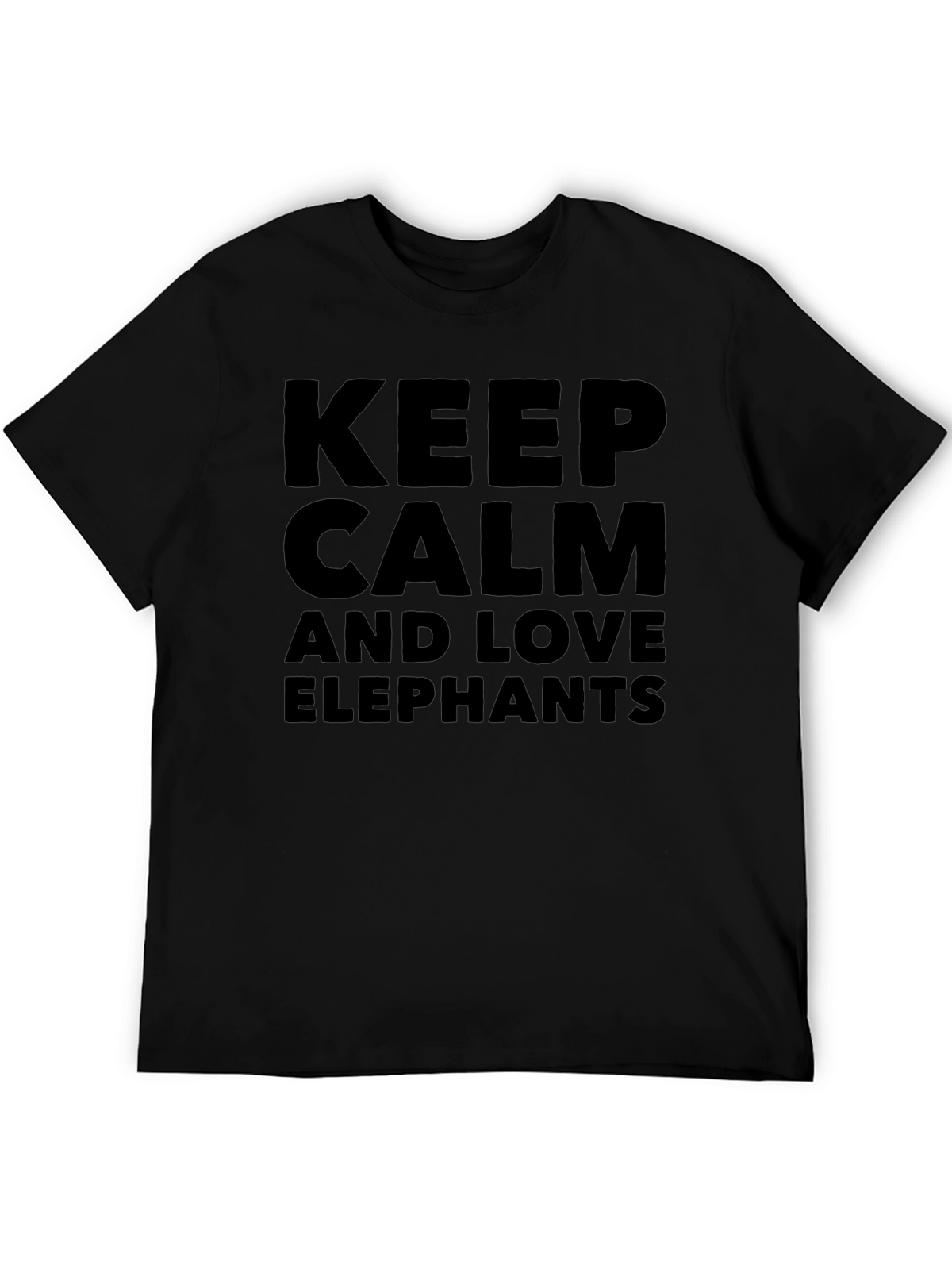 Keep Calm Love Elephants Mens Black T-Shirt