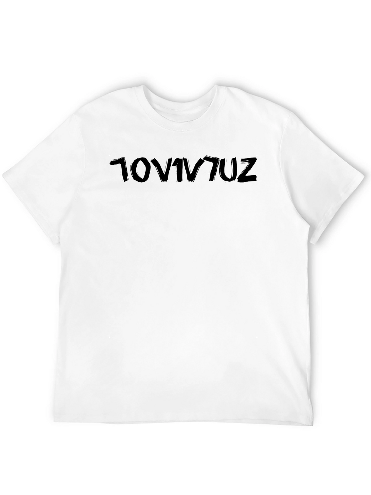 Mens Black Graphic T-Shirt - Backward Text Design
