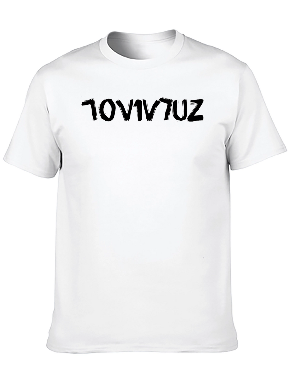 Mens Black Graphic T-Shirt - Backward Text Design
